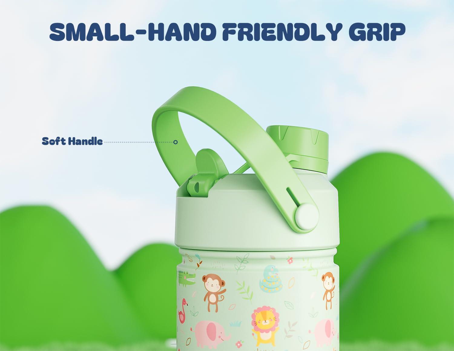 image12 oz Halloween Kids Insulated Water Bottle 2in1 Straw Spout Lid Leakproof BPAFree Keep Cold 24H Stainless Steel Cup for Party School Travel Holiday Gift for Girls Daughters Cotton BooCritter Carnival with Carrier Bag