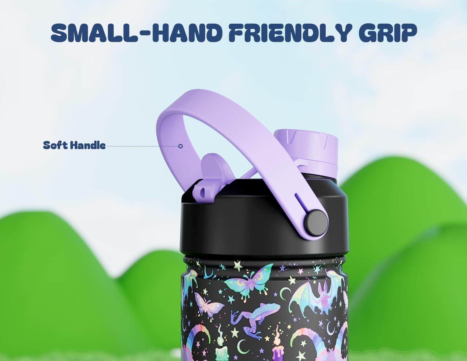 image12 oz Halloween Kids Insulated Water Bottle 2in1 Straw Spout Lid Leakproof BPAFree Keep Cold 24H Stainless Steel Cup for Party School Travel Holiday Gift for Girls Daughters Cotton BooLambs Lullaby
