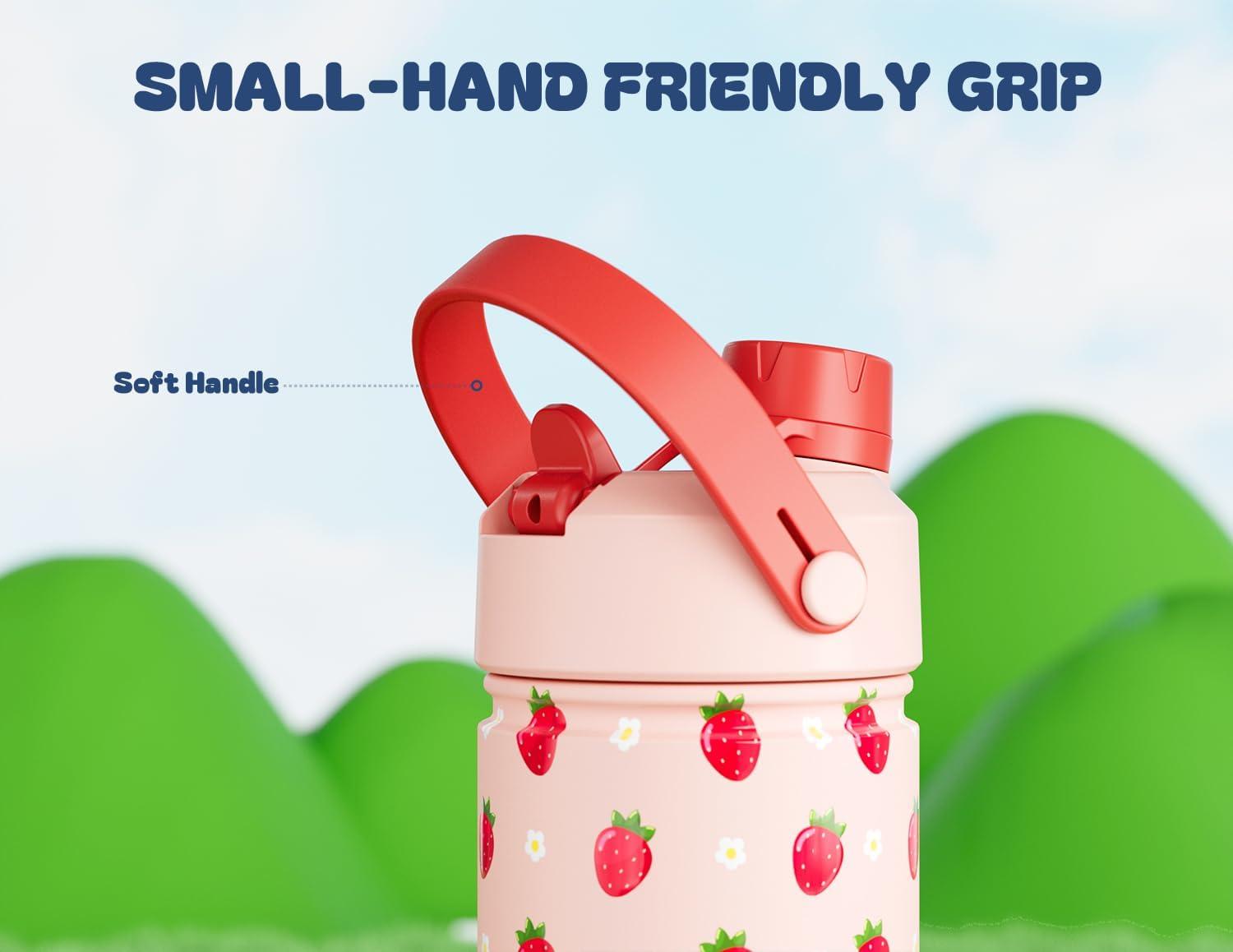 image12 oz Halloween Kids Insulated Water Bottle 2in1 Straw Spout Lid Leakproof BPAFree Keep Cold 24H Stainless Steel Cup for Party School Travel Holiday Gift for Girls Daughters Cotton BooStrawberry Daisy