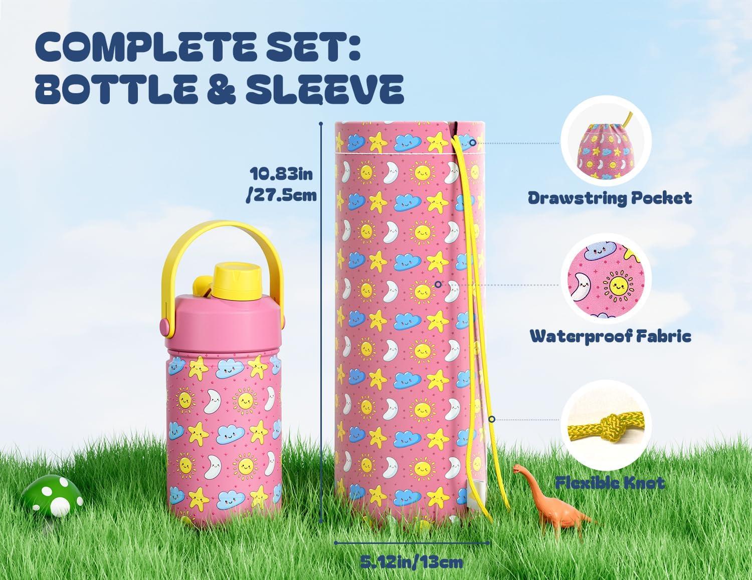 image12 oz Halloween Kids Insulated Water Bottle 2in1 Straw Spout Lid Leakproof BPAFree Keep Cold 24H Stainless Steel Cup for Party School Travel Holiday Gift for Girls Daughters Cotton BooSunny Dreamswith Carrier Bag