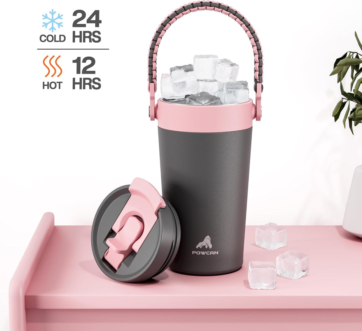 image16 oz Insulated Coffee Mug for Work 2in1 Straw Flip Lid Keep Cold 24H Fit in Car Cupholder Leakproof Stainless Steel Coffee Tumbler with Handle for Travel Outdoor Camping and Gifts DeepseaRebellion