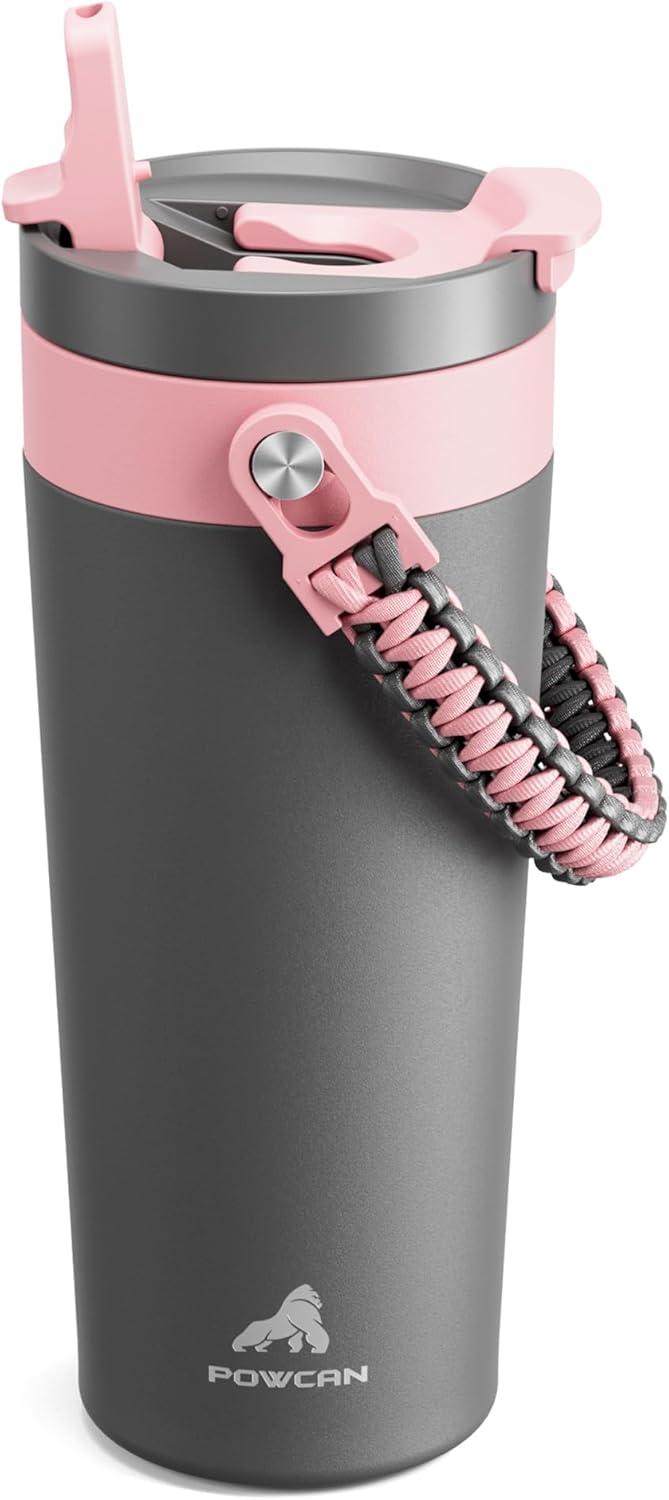 image16 oz Insulated Coffee Mug for Work 2in1 Straw Flip Lid Keep Cold 24H Fit in Car Cupholder Leakproof Stainless Steel Coffee Tumbler with Handle for Travel Outdoor Camping and Gifts DeepseaRebellion
