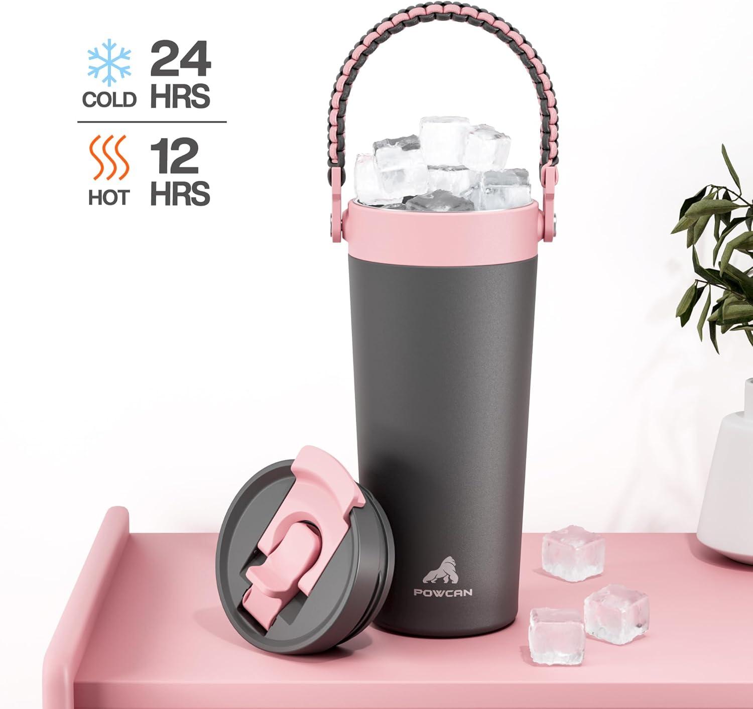 image16 oz Insulated Coffee Mug for Work 2in1 Straw Flip Lid Keep Cold 24H Fit in Car Cupholder Leakproof Stainless Steel Coffee Tumbler with Handle for Travel Outdoor Camping and Gifts DeepseaRebellion
