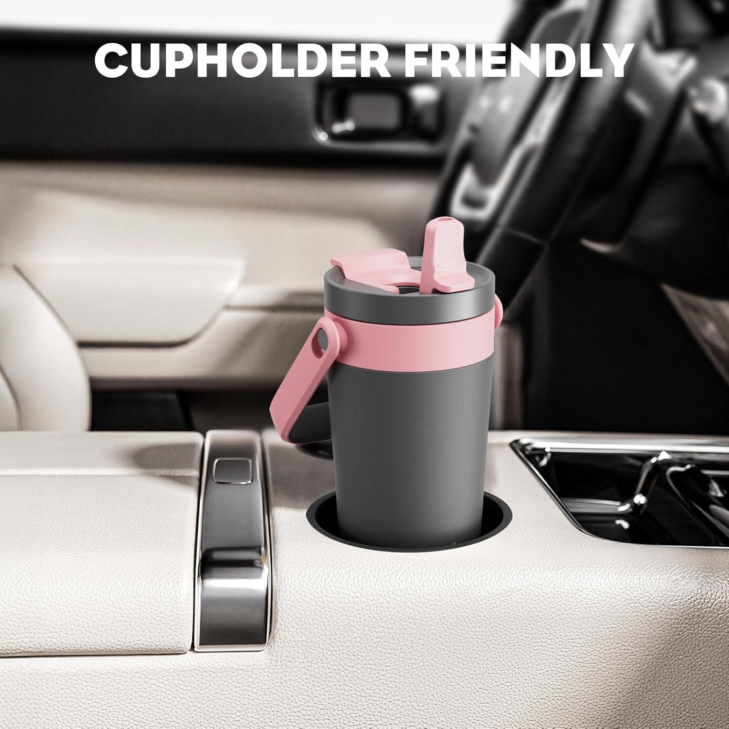 image16 oz Insulated Coffee Mug for Work 2in1 Straw Flip Lid Keep Cold 24H Fit in Car Cupholder Leakproof Stainless Steel Coffee Tumbler with Handle for Travel Outdoor Camping and Gifts DeepseaRebellion