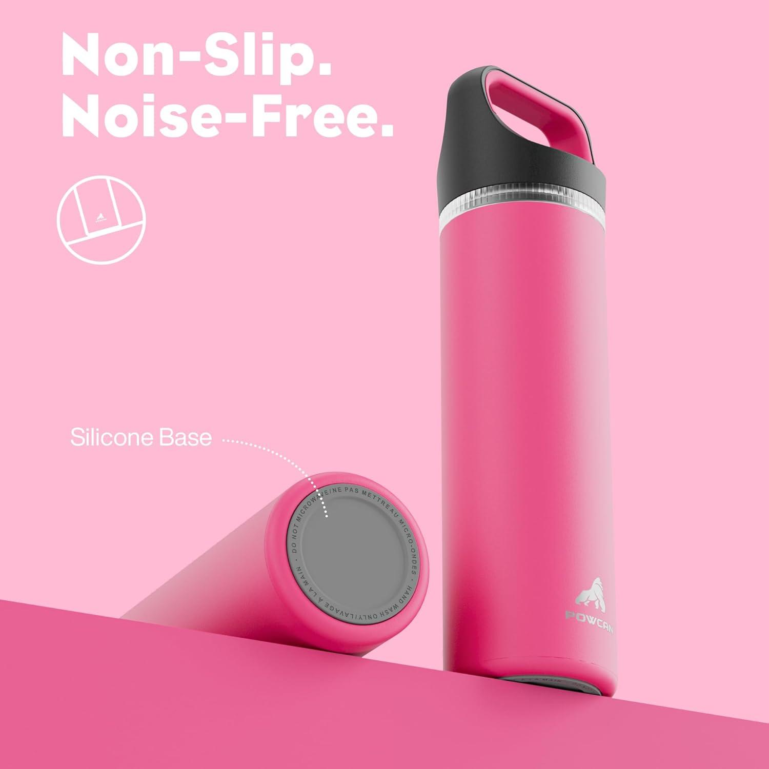image24 oz Insulated Water Bottle for Sports 3 Lids Leakproof Keep Cold 24H Car Cupholder Friendly Stainless Steel Water Flask with Straw and Spout Caps for Gym School Work Cycling Midnight BlackTropical Pink