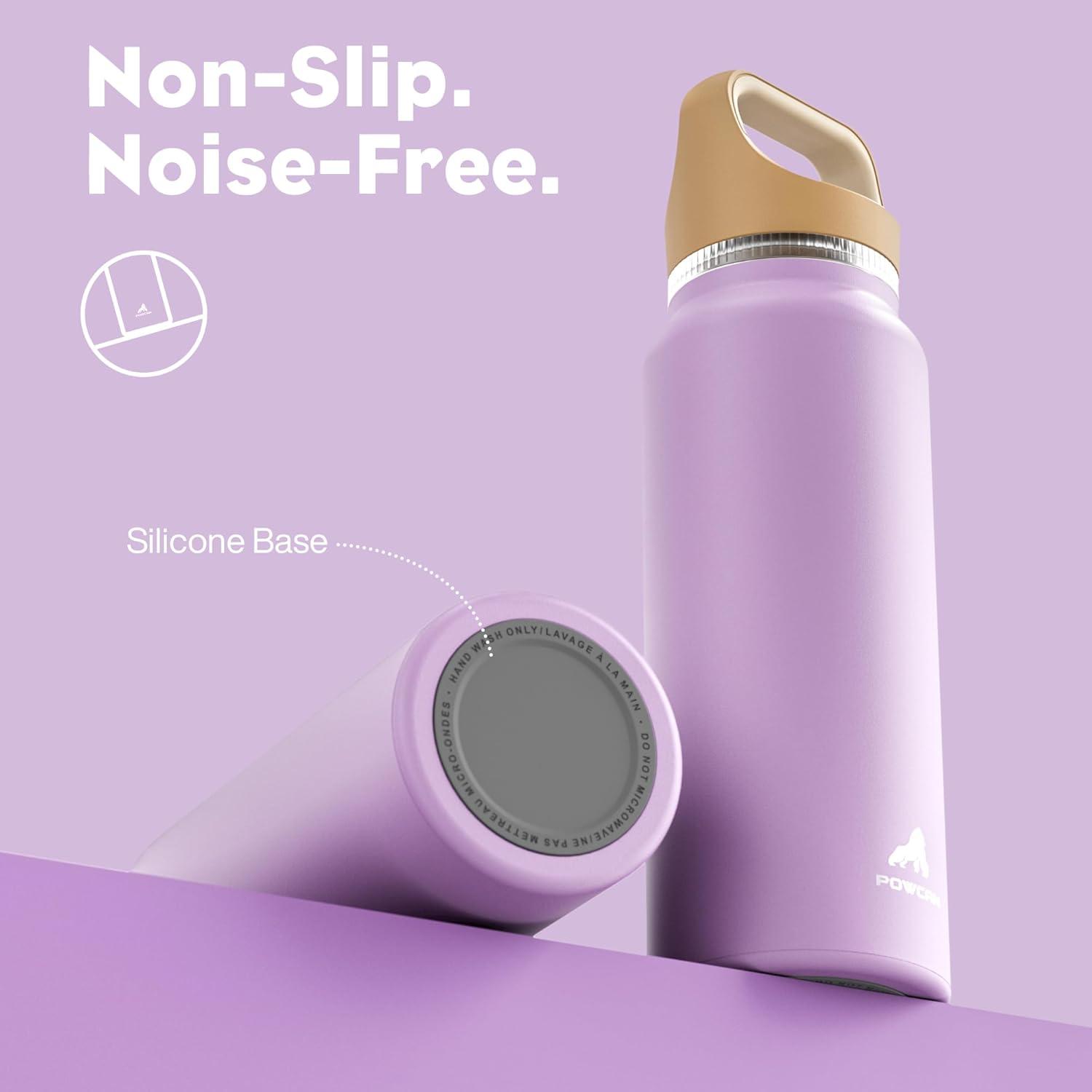 image24 oz Insulated Water Bottle for Sports 3 Lids Leakproof Keep Cold 24H Car Cupholder Friendly Stainless Steel Water Flask with Straw and Spout Caps for Gym School Work Cycling Midnight BlackVintage Lilac