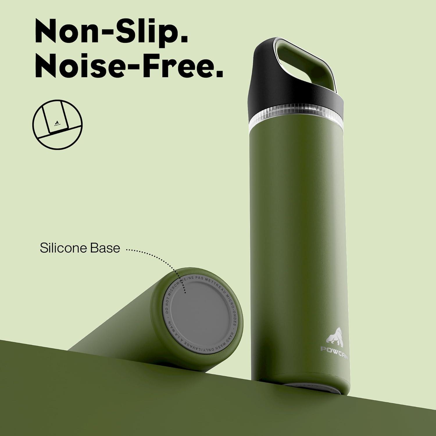 image24 oz Insulated Water Bottle for Sports 3 Lids Leakproof Keep Cold 24H Car Cupholder Friendly Stainless Steel Water Flask with Straw and Spout Caps for Gym School Work Cycling Midnight BlackForest Green