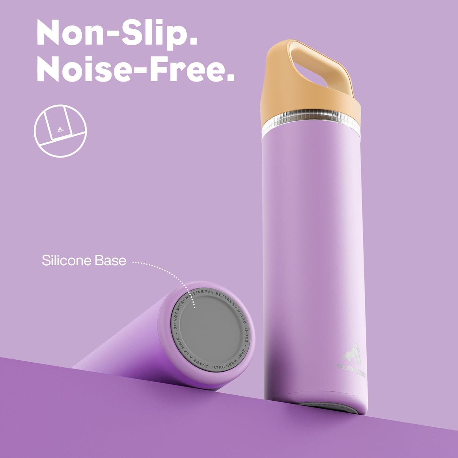 image24 oz Insulated Water Bottle for Sports 3 Lids Leakproof Keep Cold 24H Car Cupholder Friendly Stainless Steel Water Flask with Straw and Spout Caps for Gym School Work Cycling Midnight BlackVintage Lilac