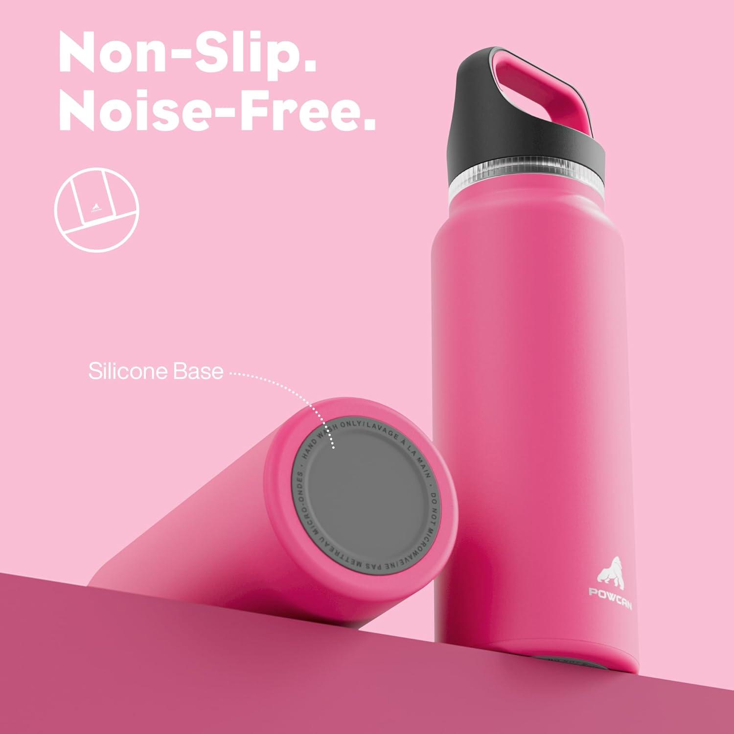 image24 oz Insulated Water Bottle for Sports 3 Lids Leakproof Keep Cold 24H Car Cupholder Friendly Stainless Steel Water Flask with Straw and Spout Caps for Gym School Work Cycling Midnight BlackTropical Pink