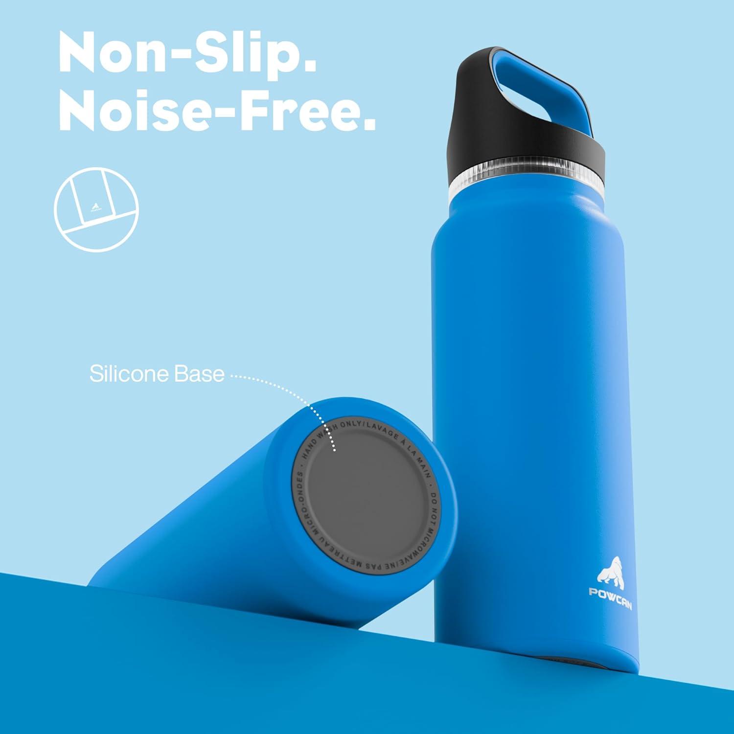 image24 oz Insulated Water Bottle for Sports 3 Lids Leakproof Keep Cold 24H Car Cupholder Friendly Stainless Steel Water Flask with Straw and Spout Caps for Gym School Work Cycling Midnight BlackLake Blue