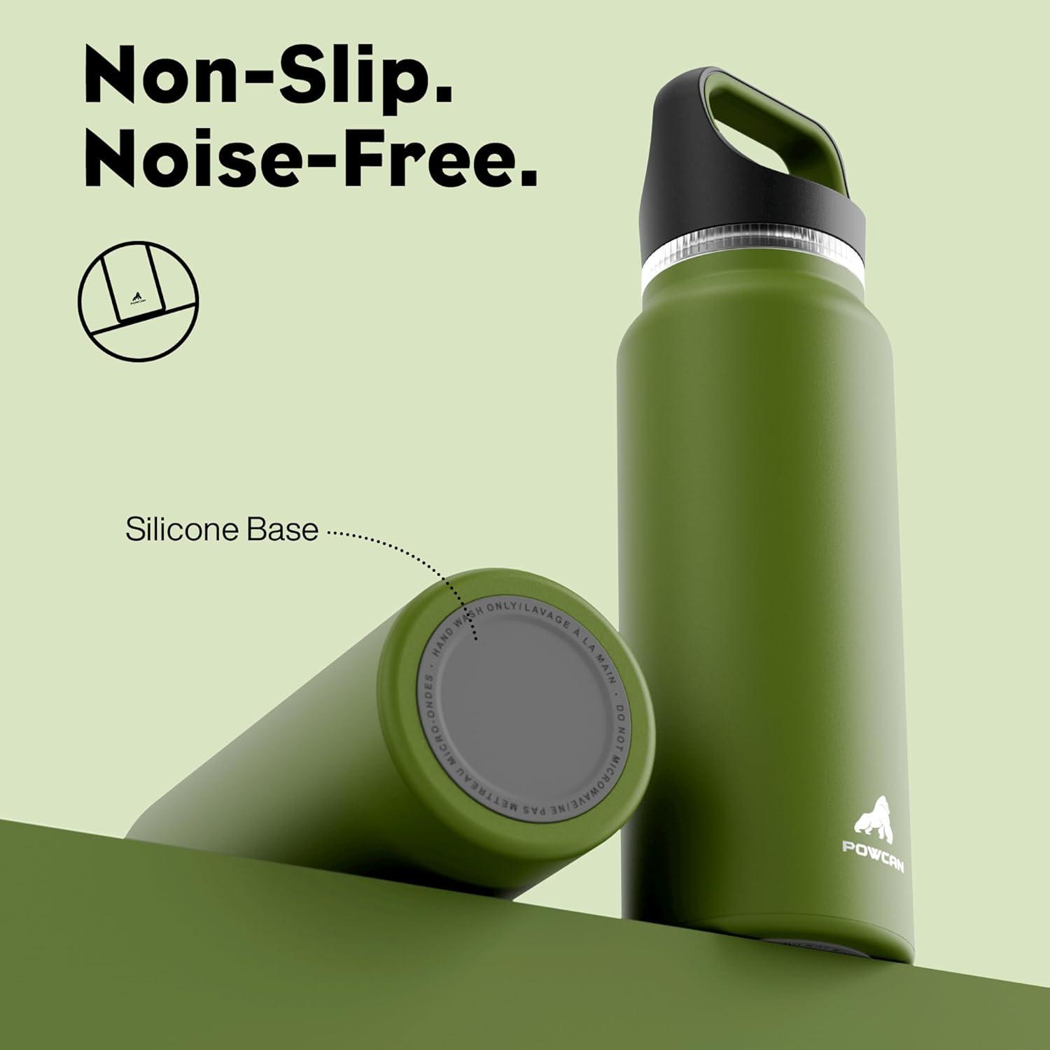 image24 oz Insulated Water Bottle for Sports 3 Lids Leakproof Keep Cold 24H Car Cupholder Friendly Stainless Steel Water Flask with Straw and Spout Caps for Gym School Work Cycling Midnight BlackForest Green