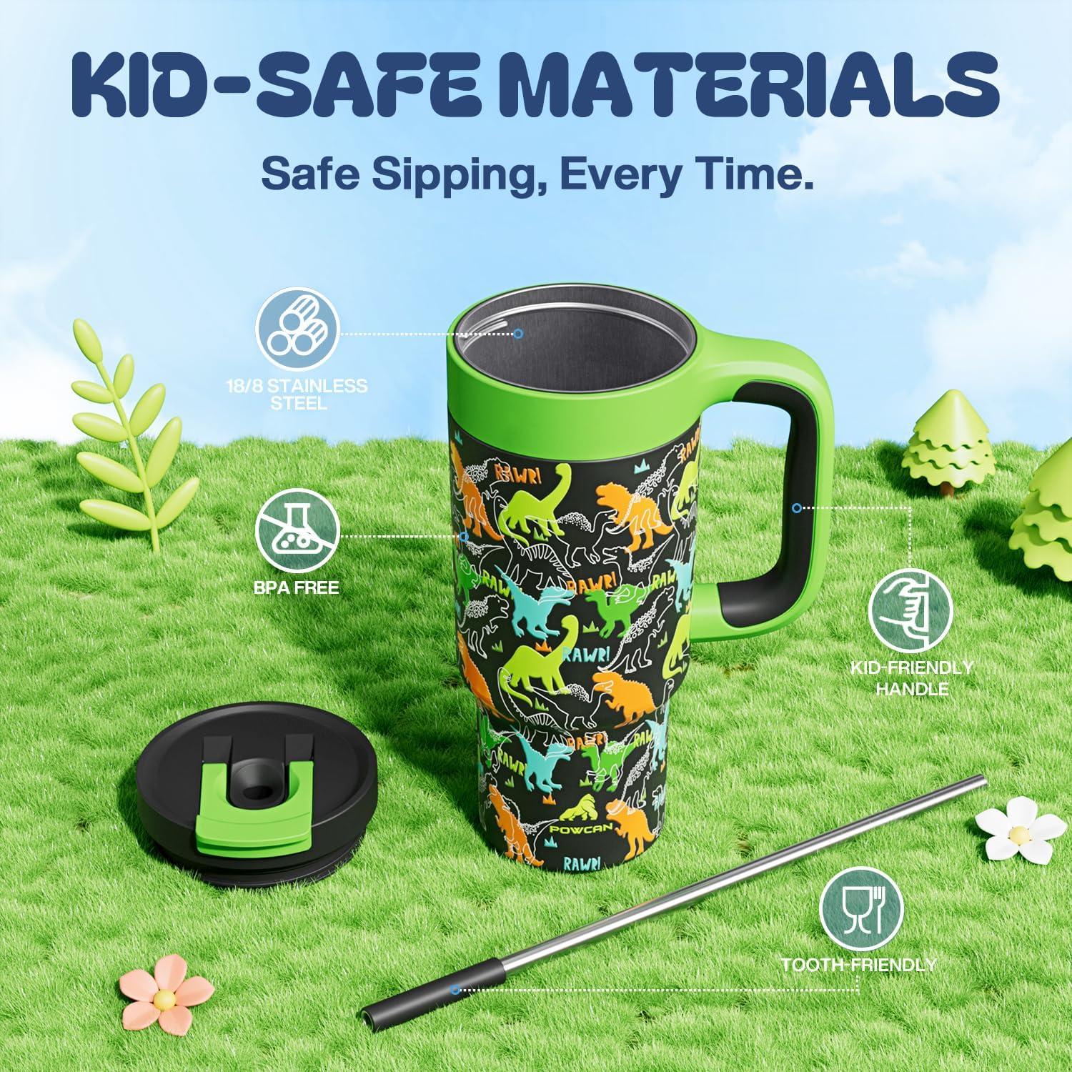 image40 oz Camo Tumbler with Handle 2in1 Straw and Sip Lid Leakproof Dishwasher Safe Insulated Stainless Steel Travel Coffee Mug Keeps Cold for 34 Hours Fits in Car Cup Holder Navy DigitalDino Rawr