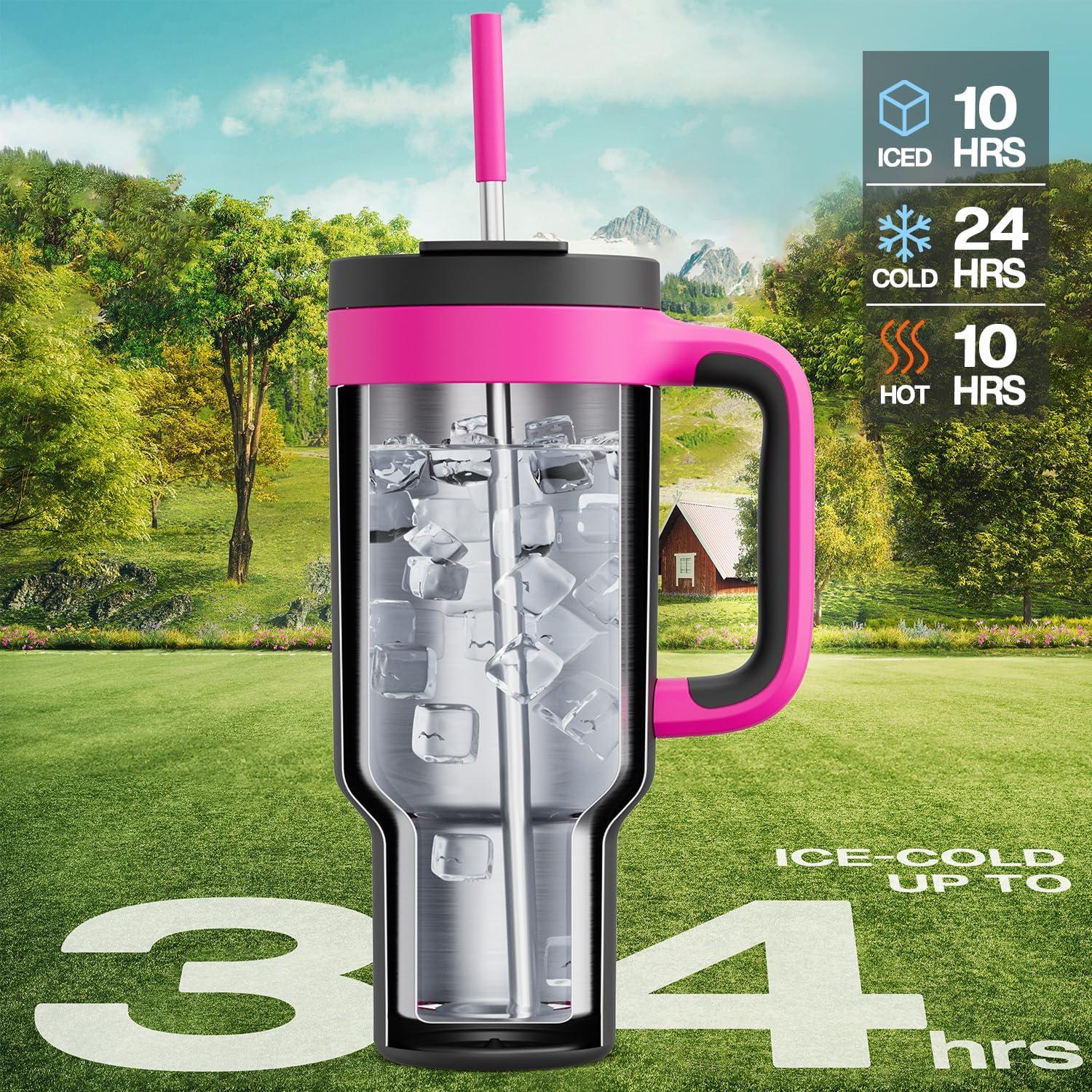 image40 oz Camo Tumbler with Handle 2in1 Straw and Sip Lid Leakproof Dishwasher Safe Insulated Stainless Steel Travel Coffee Mug Keeps Cold for 34 Hours Fits in Car Cup Holder Navy DigitalBerry