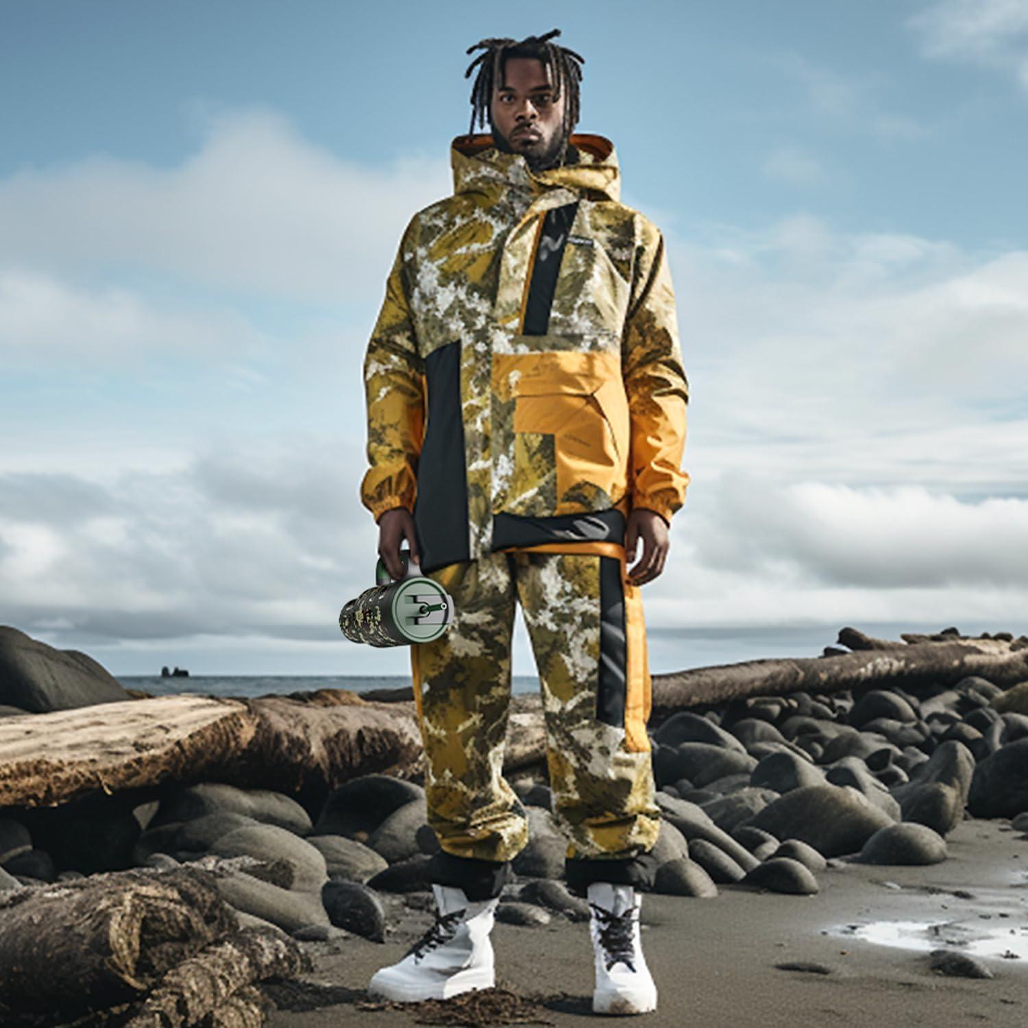 image40 oz Camo Tumbler with Handle 2in1 Straw and Sip Lid Leakproof Dishwasher Safe Insulated Stainless Steel Travel Coffee Mug Keeps Cold for 34 Hours Fits in Car Cup Holder Navy DigitalWoodland Flag