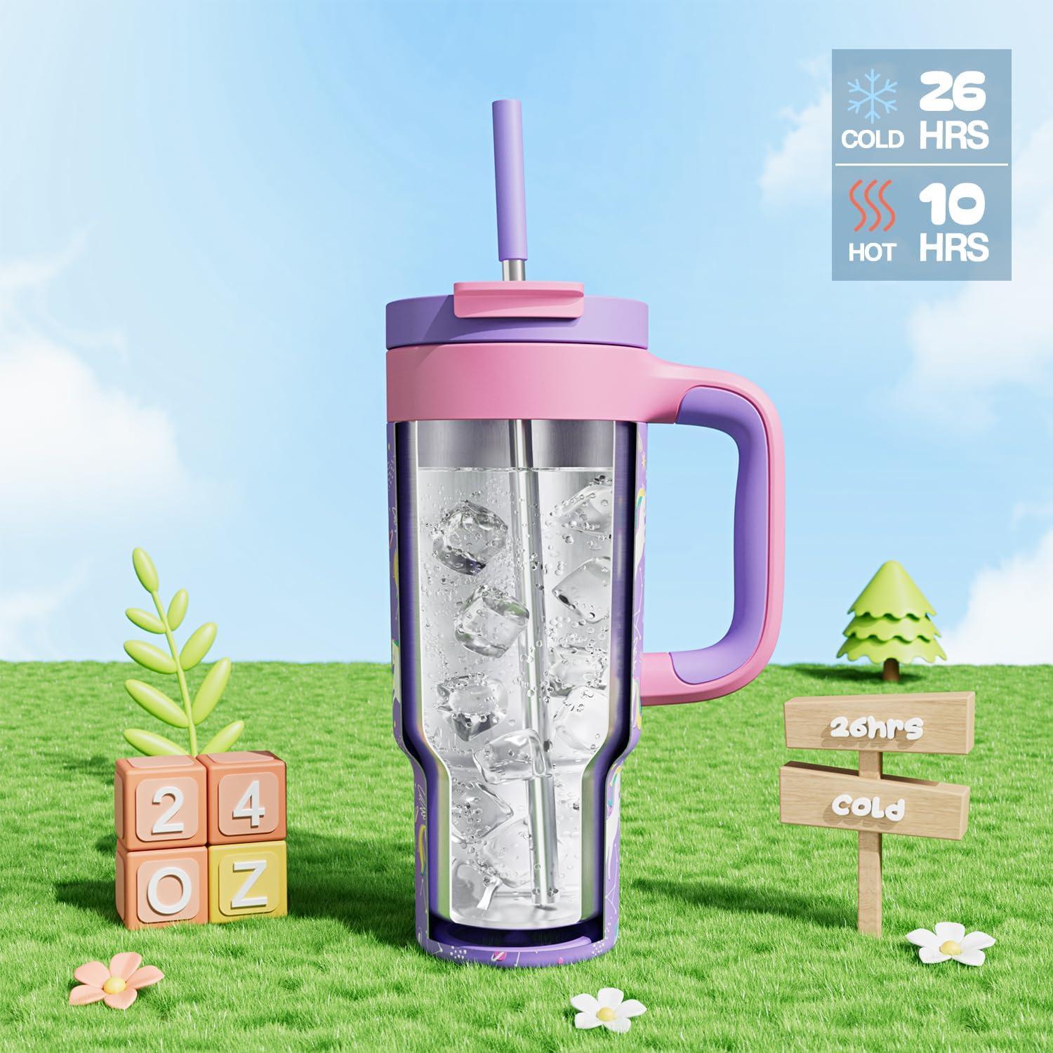 image40 oz Camo Tumbler with Handle 2in1 Straw and Sip Lid Leakproof Dishwasher Safe Insulated Stainless Steel Travel Coffee Mug Keeps Cold for 34 Hours Fits in Car Cup Holder Navy DigitalStarlight Unicorn