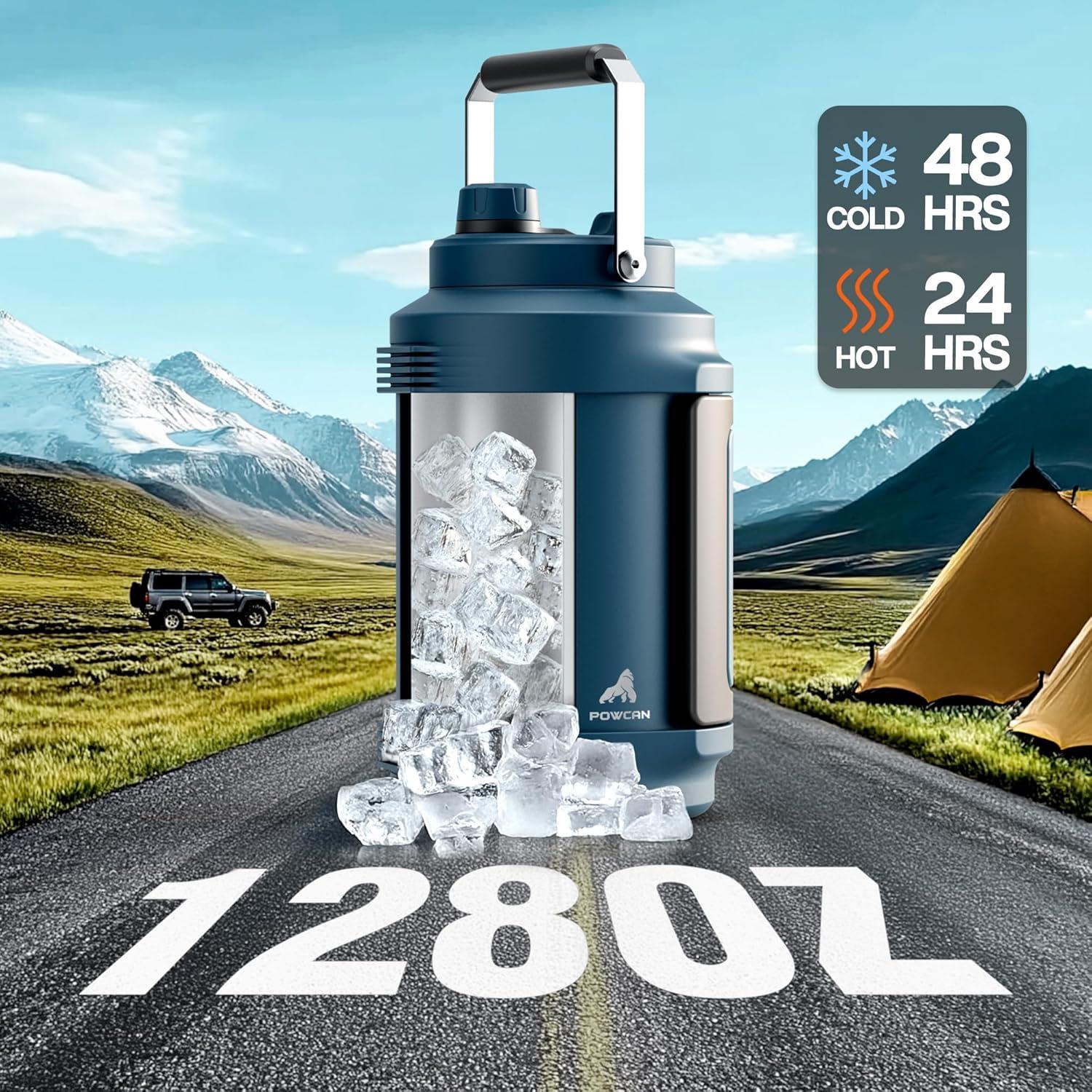 image64 oz Insulated Water Bottle for Gym 2in1 Straw Spout Lid Dual Handle Leakproof Keep Cold 36H Half Gallon Stainless Steel Water Jug for Travel Hiking Cycling Park Workout Picnic MidnightDeepsea