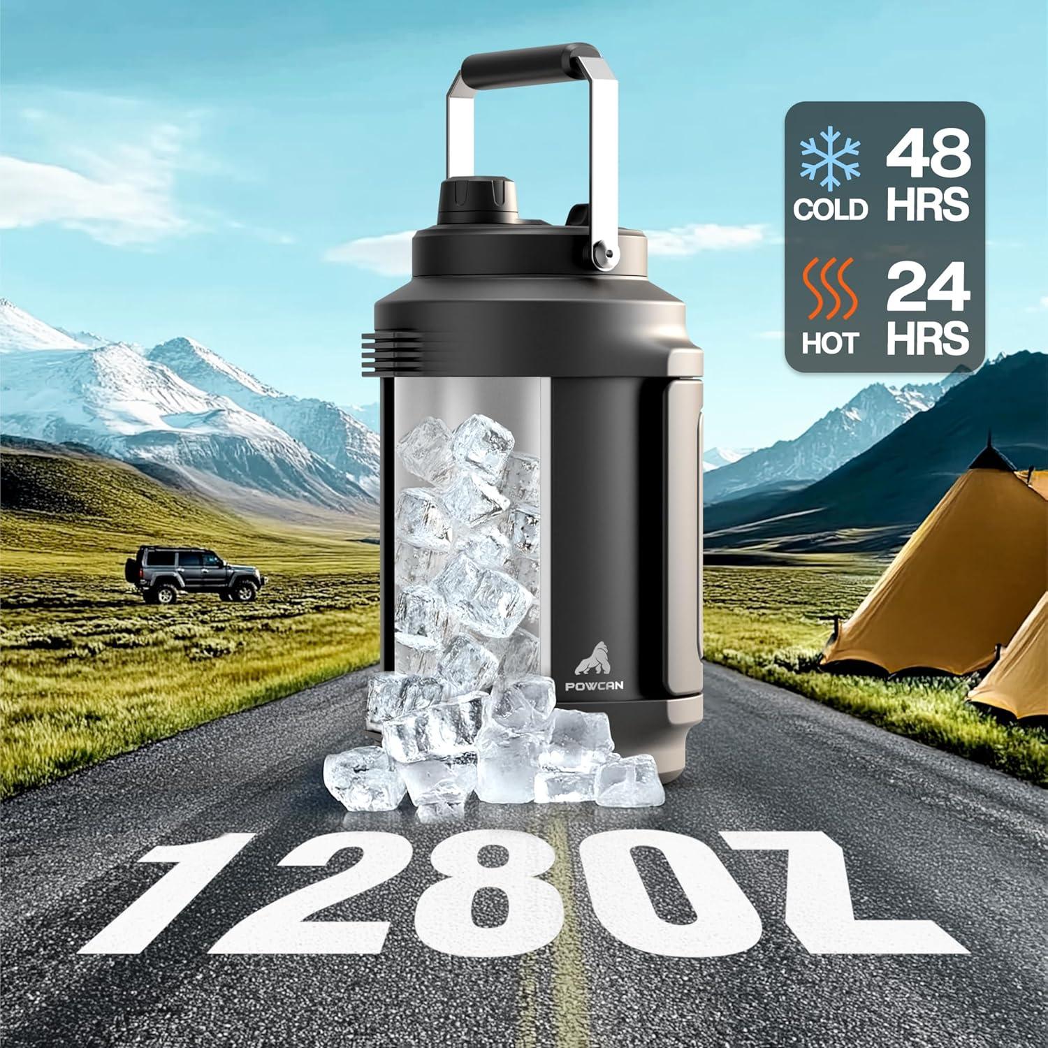 image64 oz Insulated Water Bottle for Gym 2in1 Straw Spout Lid Dual Handle Leakproof Keep Cold 36H Half Gallon Stainless Steel Water Jug for Travel Hiking Cycling Park Workout Picnic MidnightMidnight