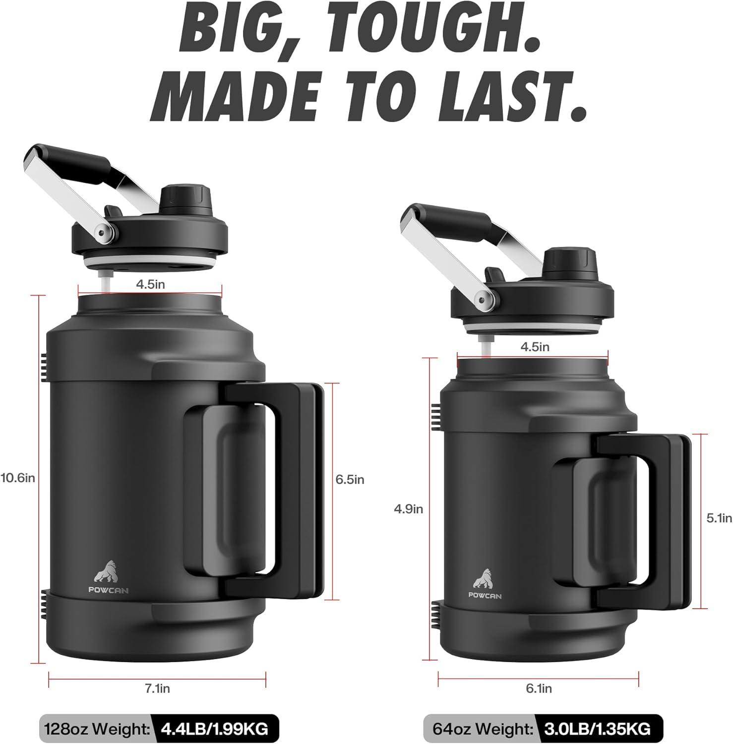 image64 oz Insulated Water Bottle for Gym 2in1 Straw Spout Lid Dual Handle Leakproof Keep Cold 36H Half Gallon Stainless Steel Water Jug for Travel Hiking Cycling Park Workout Picnic MidnightMidnight