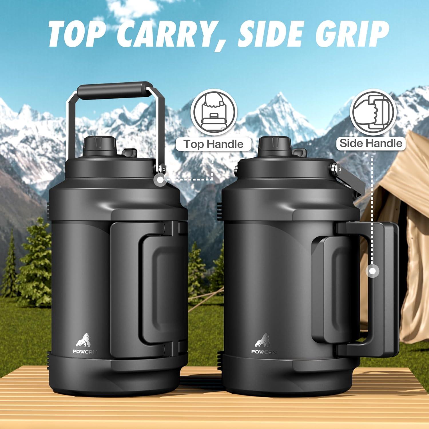 image64 oz Insulated Water Bottle for Gym 2in1 Straw Spout Lid Dual Handle Leakproof Keep Cold 36H Half Gallon Stainless Steel Water Jug for Travel Hiking Cycling Park Workout Picnic MidnightMidnight