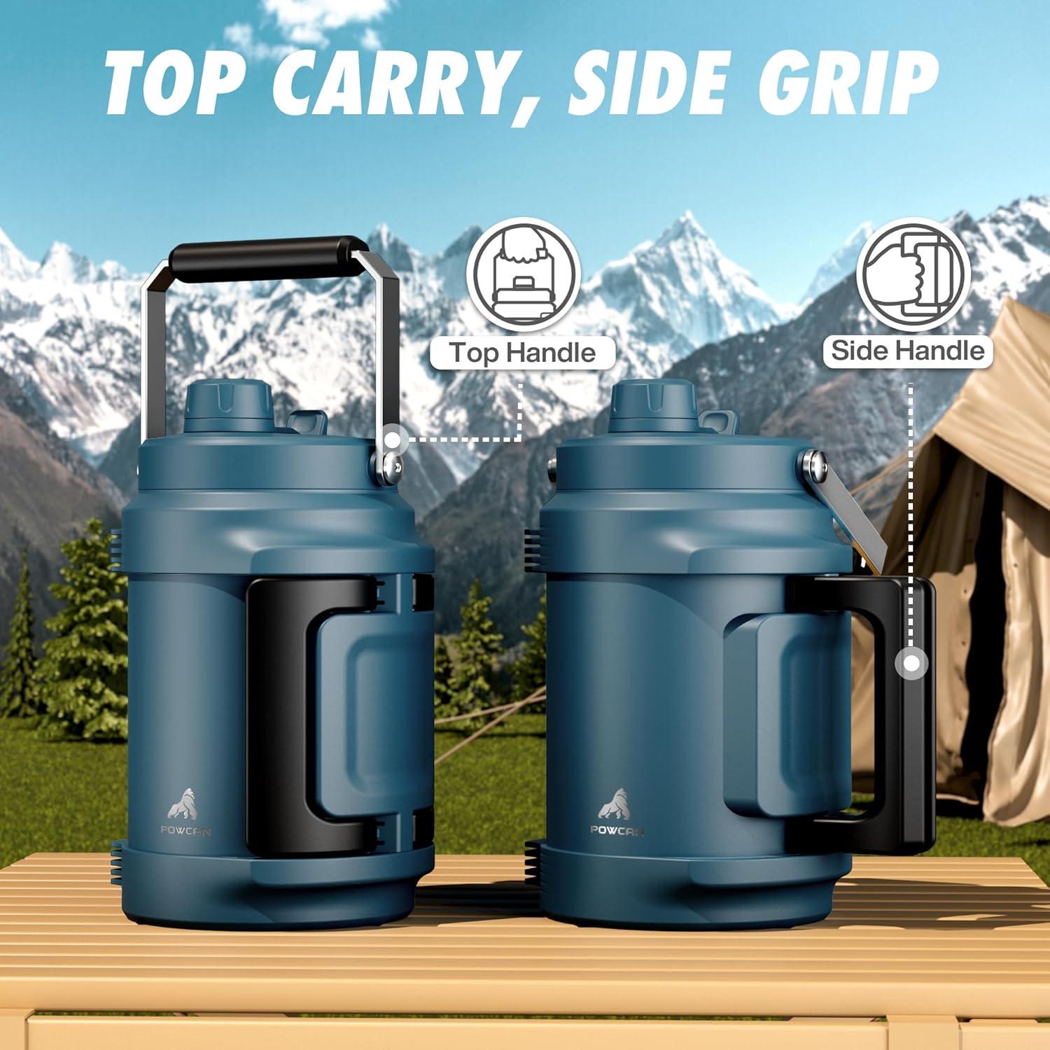 image64 oz Insulated Water Bottle for Gym 2in1 Straw Spout Lid Dual Handle Leakproof Keep Cold 36H Half Gallon Stainless Steel Water Jug for Travel Hiking Cycling Park Workout Picnic MidnightDeepsea
