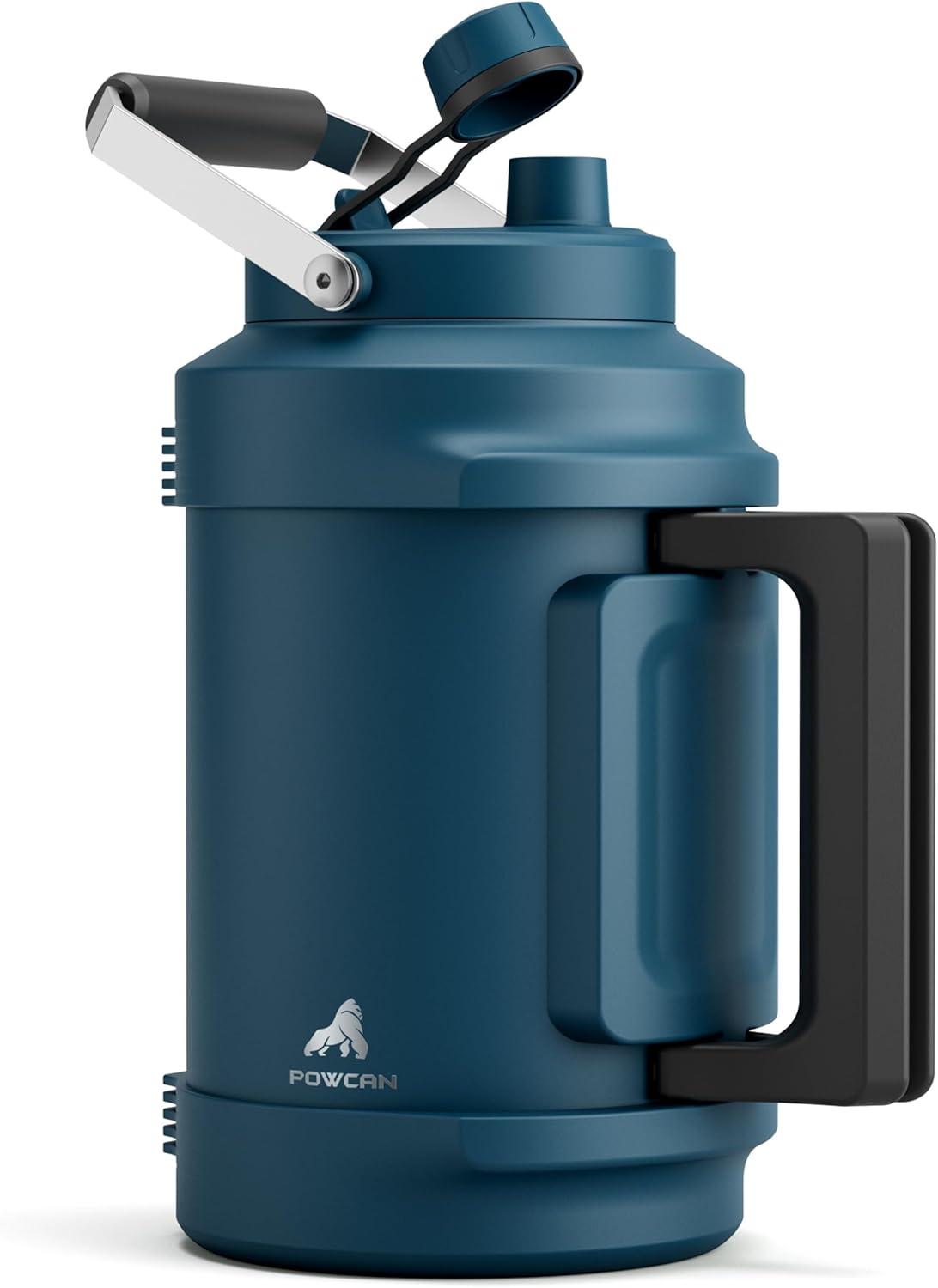 image64 oz Insulated Water Bottle for Gym 2in1 Straw Spout Lid Dual Handle Leakproof Keep Cold 36H Half Gallon Stainless Steel Water Jug for Travel Hiking Cycling Park Workout Picnic MidnightDeepsea