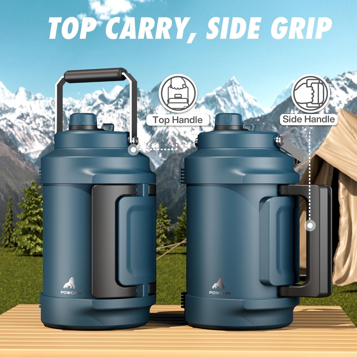 image64 oz Insulated Water Bottle for Gym 2in1 Straw Spout Lid Dual Handle Leakproof Keep Cold 36H Half Gallon Stainless Steel Water Jug for Travel Hiking Cycling Park Workout Picnic MidnightDeepsea
