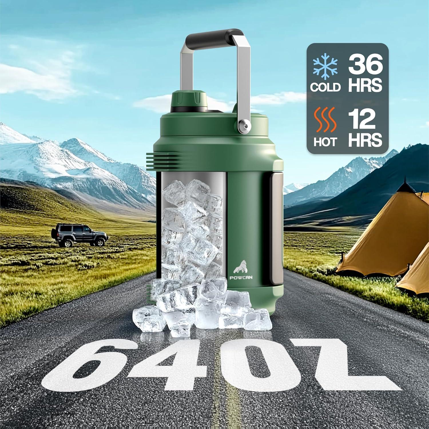 image64 oz Insulated Water Bottle for Gym 2in1 Straw Spout Lid Dual Handle Leakproof Keep Cold 36H Half Gallon Stainless Steel Water Jug for Travel Hiking Cycling Park Workout Picnic MidnightForest
