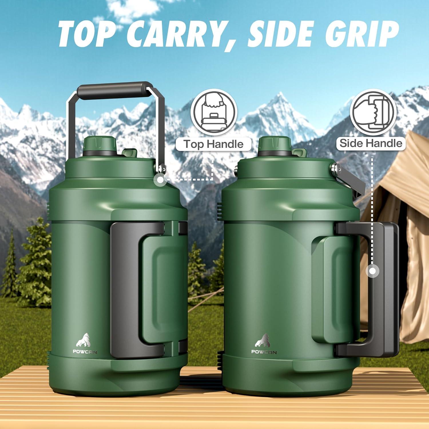 image64 oz Insulated Water Bottle for Gym 2in1 Straw Spout Lid Dual Handle Leakproof Keep Cold 36H Half Gallon Stainless Steel Water Jug for Travel Hiking Cycling Park Workout Picnic MidnightForest