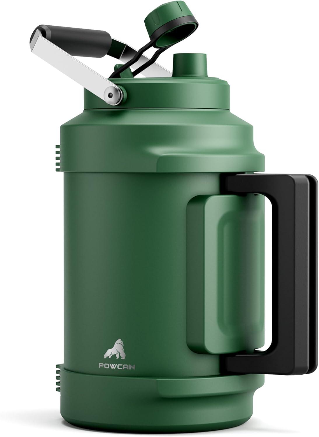 image64 oz Insulated Water Bottle for Gym 2in1 Straw Spout Lid Dual Handle Leakproof Keep Cold 36H Half Gallon Stainless Steel Water Jug for Travel Hiking Cycling Park Workout Picnic MidnightForest