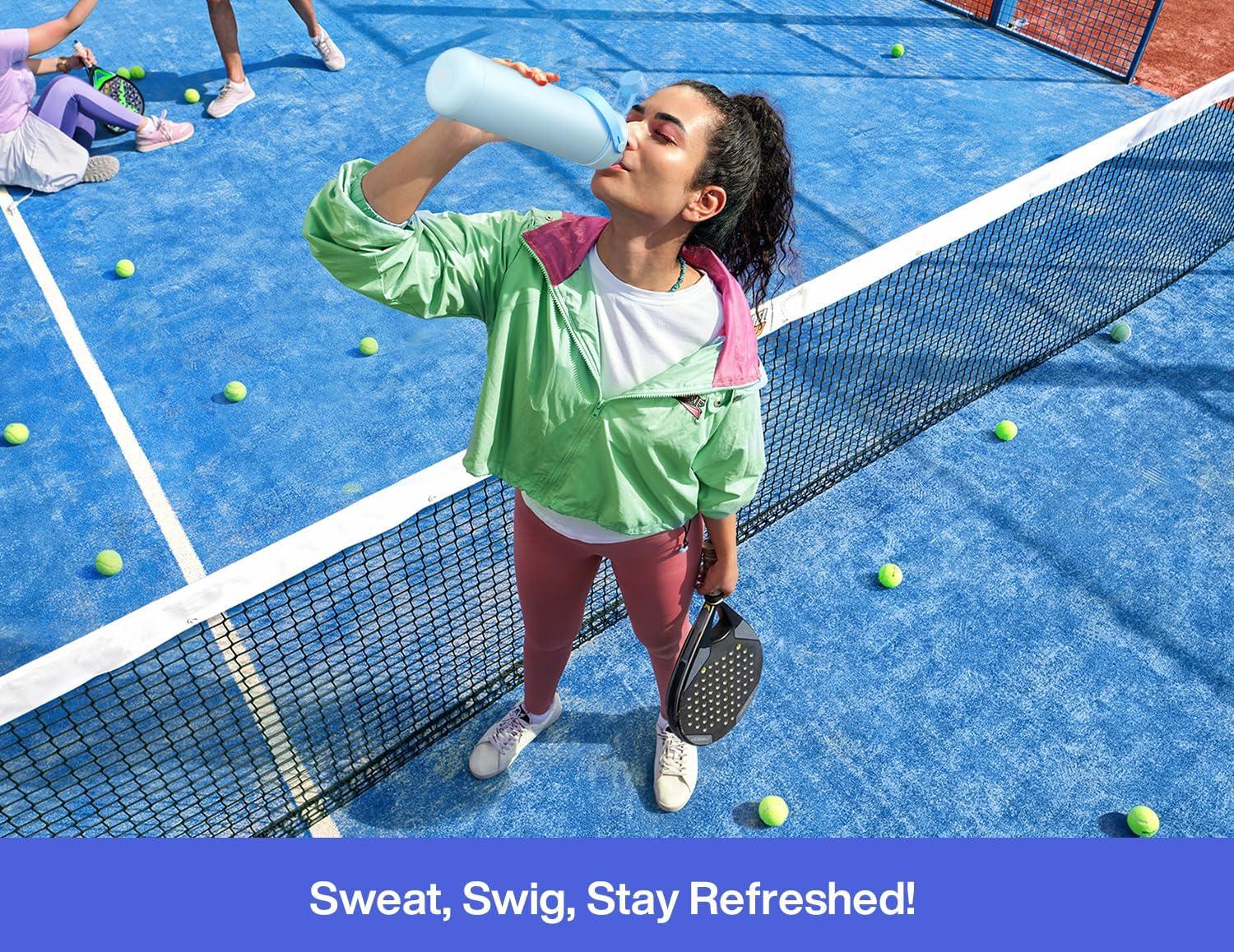 imagePOWCAN 26 oz Insulated Water Bottle with 2in1 Straw and Spout Lid Keep Cold 24H LeakProof Fits in Car Cup Holder Stainless Steel Water Bottle for Sports Travel and School Cotton CandyLupine
