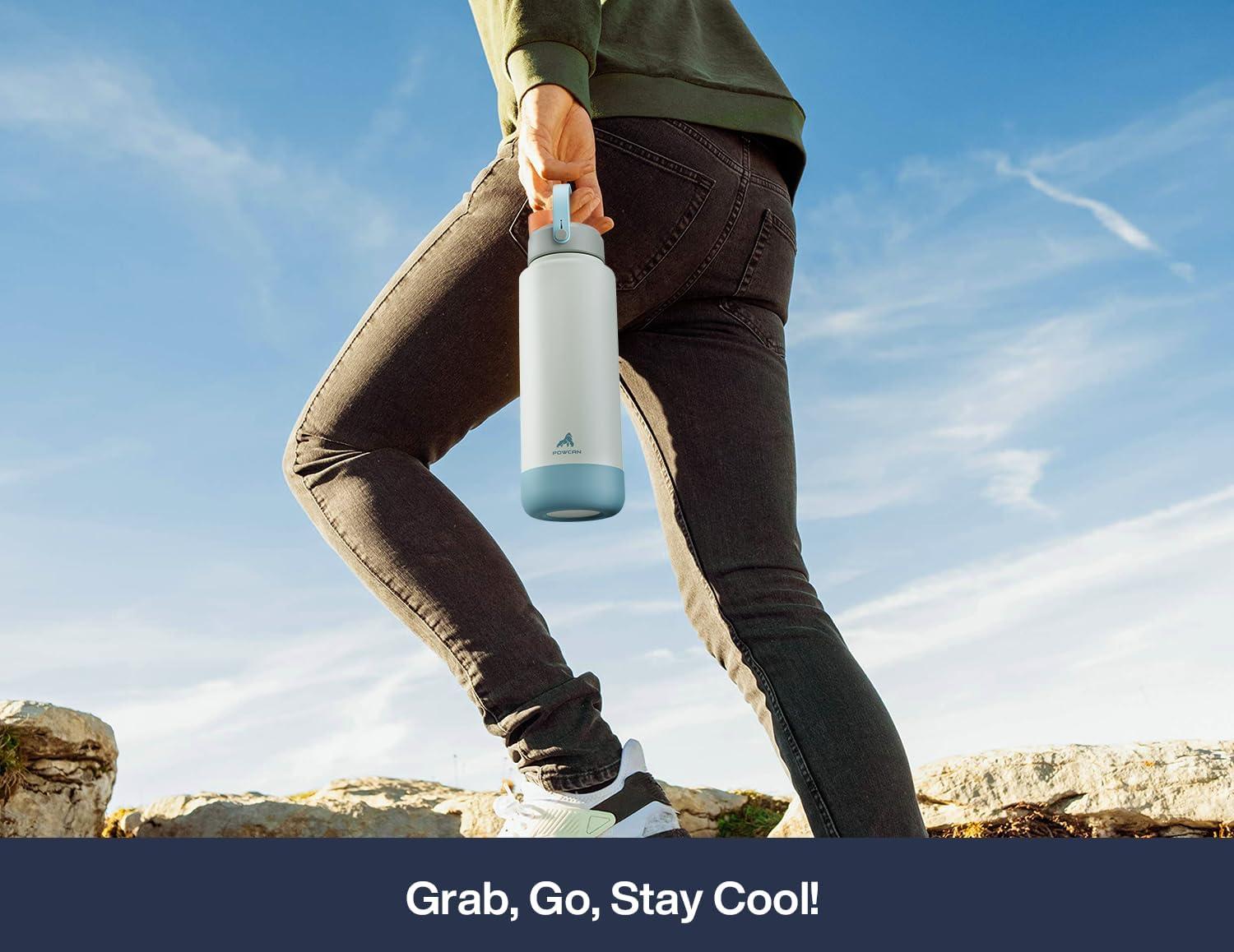 imagePOWCAN 26 oz Insulated Water Bottle with 2in1 Straw and Spout Lid Keep Cold 24H LeakProof Fits in Car Cup Holder Stainless Steel Water Bottle for Sports Travel and School Cotton CandyBig Wave