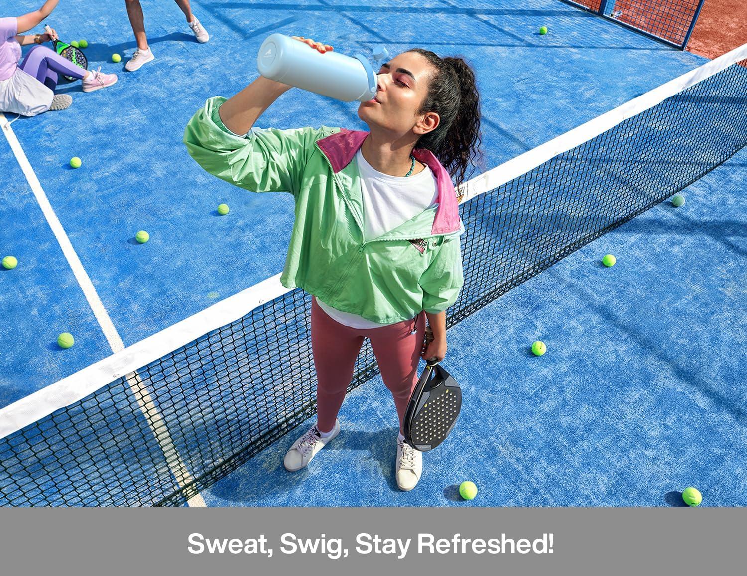 imagePOWCAN 26 oz Insulated Water Bottle with 2in1 Straw and Spout Lid Keep Cold 24H LeakProof Fits in Car Cup Holder Stainless Steel Water Bottle for Sports Travel and School Cotton CandyLuminous Flutter Luminous