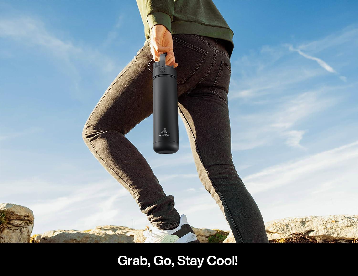 imagePOWCAN 26 oz Insulated Water Bottle with 2in1 Straw and Spout Lid Keep Cold 24H LeakProof Fits in Car Cup Holder Stainless Steel Water Bottle for Sports Travel and School Cotton CandyButterfly Kaleido