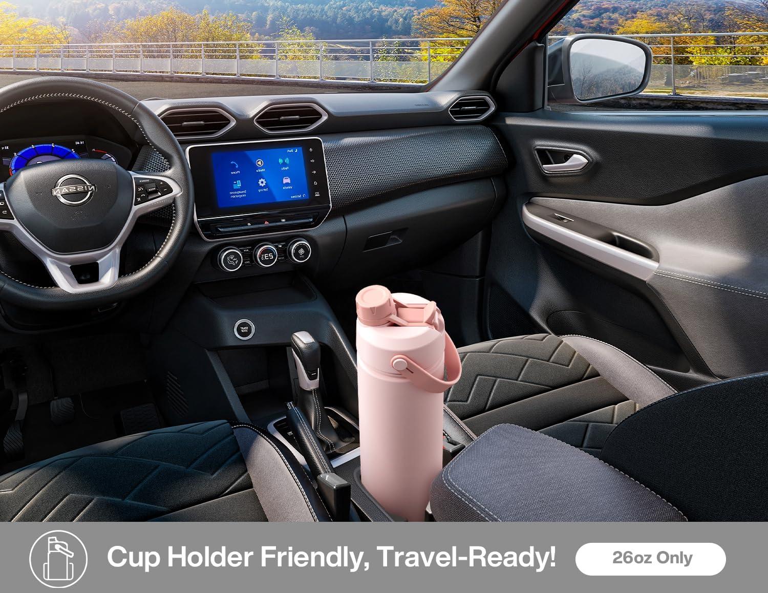 imagePOWCAN 26 oz Insulated Water Bottle with 2in1 Straw and Spout Lid Keep Cold 24H LeakProof Fits in Car Cup Holder Stainless Steel Water Bottle for Sports Travel and School Cotton CandyLuminous Flutter Luminous