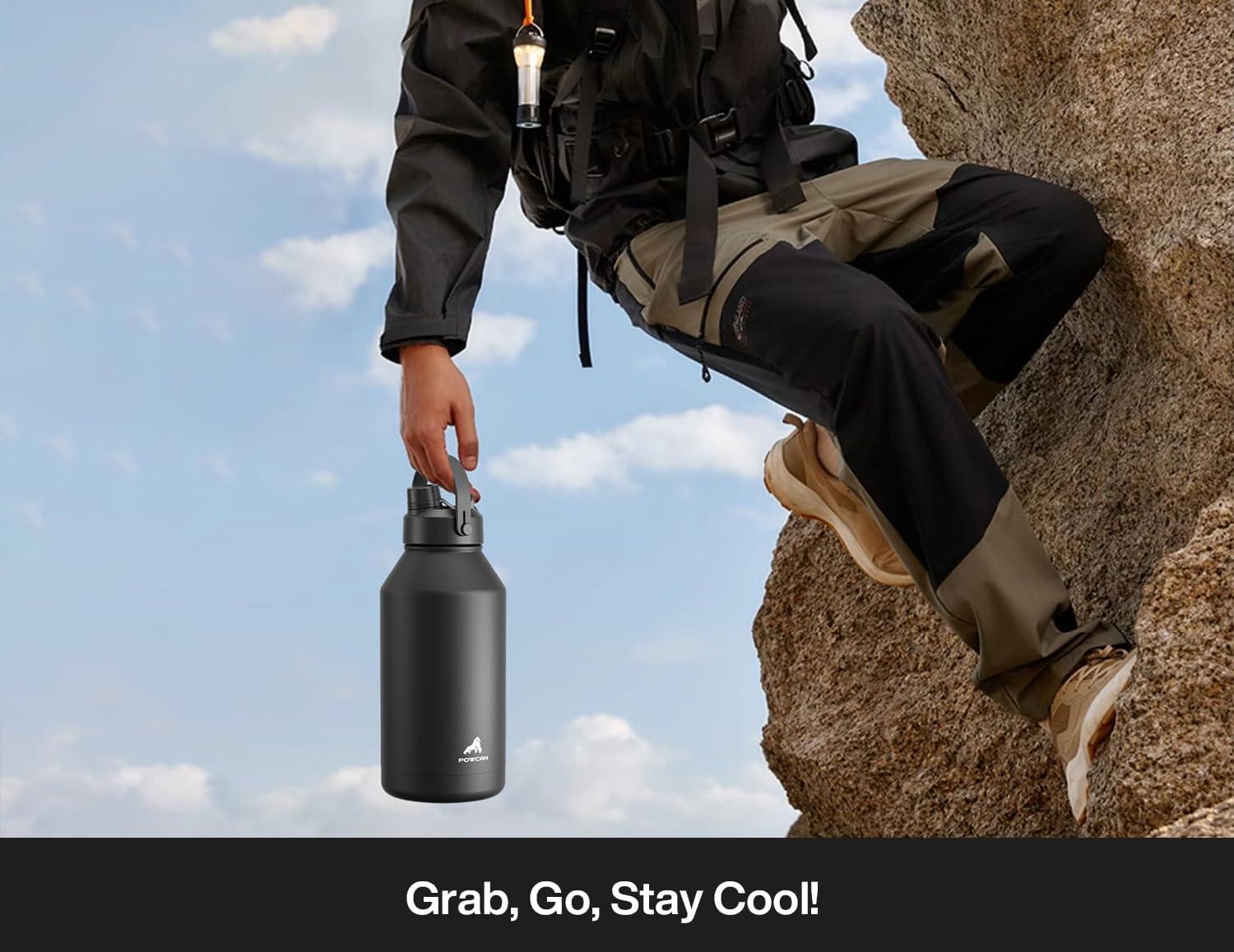 imagePOWCAN 26 oz Insulated Water Bottle with 2in1 Straw and Spout Lid Keep Cold 24H LeakProof Fits in Car Cup Holder Stainless Steel Water Bottle for Sports Travel and School Cotton CandyDark Knight