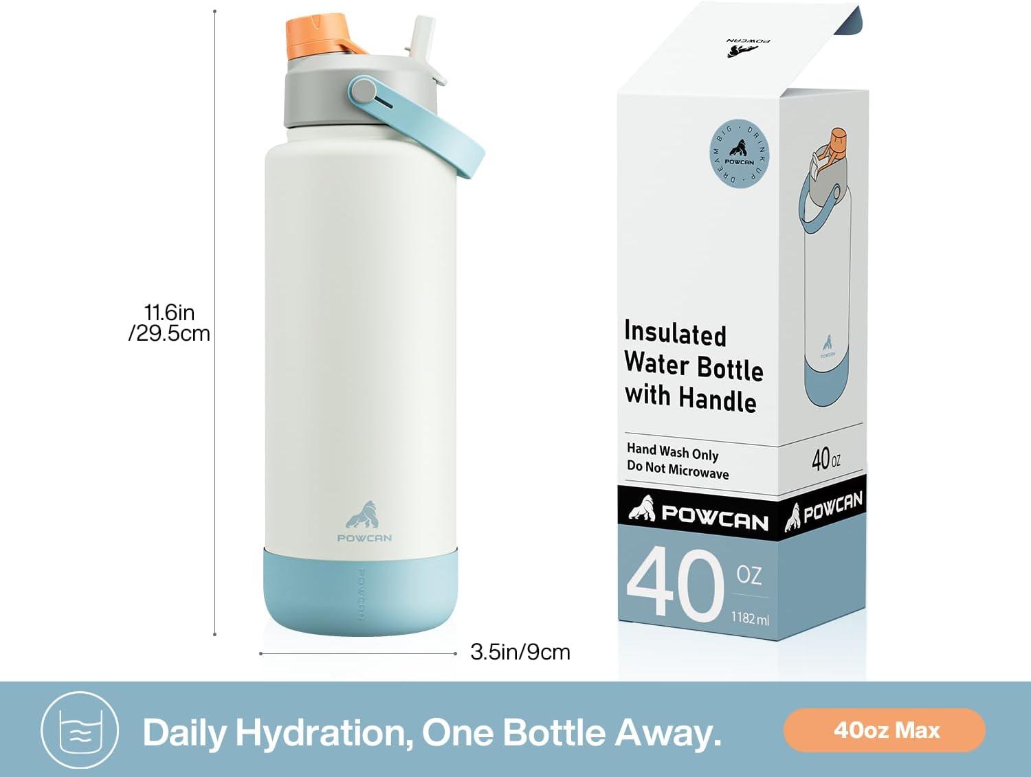 imagePOWCAN 26 oz Insulated Water Bottle with 2in1 Straw and Spout Lid Keep Cold 24H LeakProof Fits in Car Cup Holder Stainless Steel Water Bottle for Sports Travel and School Cotton CandyBe Free