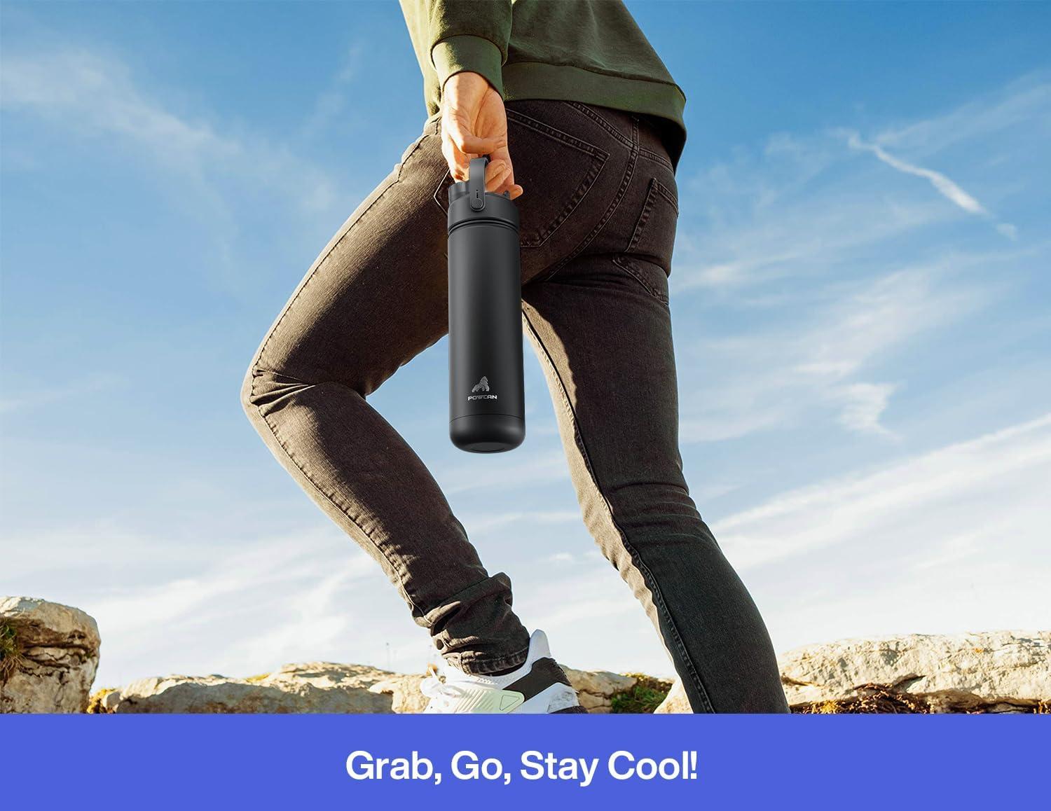 imagePOWCAN 26 oz Insulated Water Bottle with 2in1 Straw and Spout Lid Keep Cold 24H LeakProof Fits in Car Cup Holder Stainless Steel Water Bottle for Sports Travel and School Cotton CandyLupine