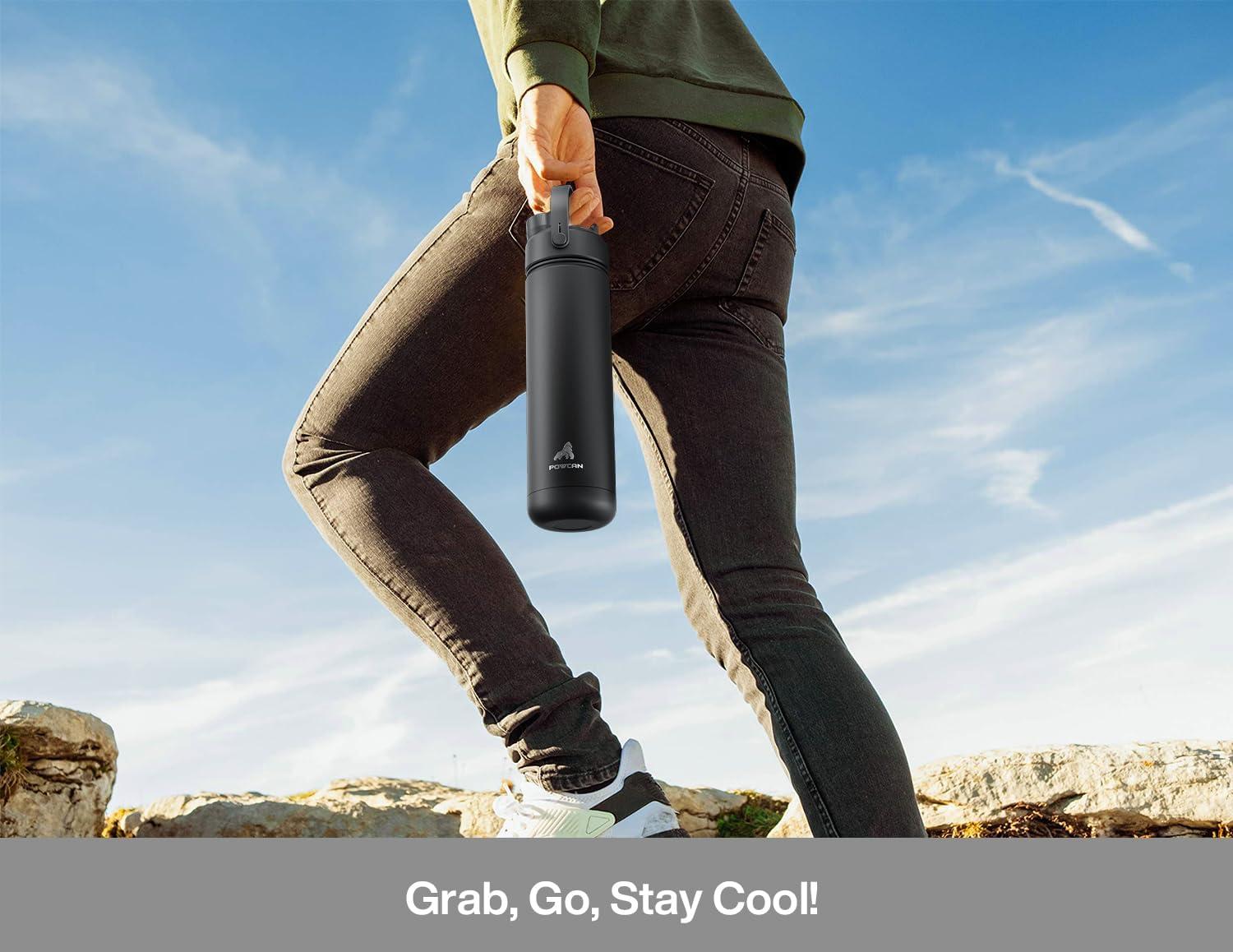 imagePOWCAN 26 oz Insulated Water Bottle with 2in1 Straw and Spout Lid Keep Cold 24H LeakProof Fits in Car Cup Holder Stainless Steel Water Bottle for Sports Travel and School Cotton CandyLuminous Flutter Luminous