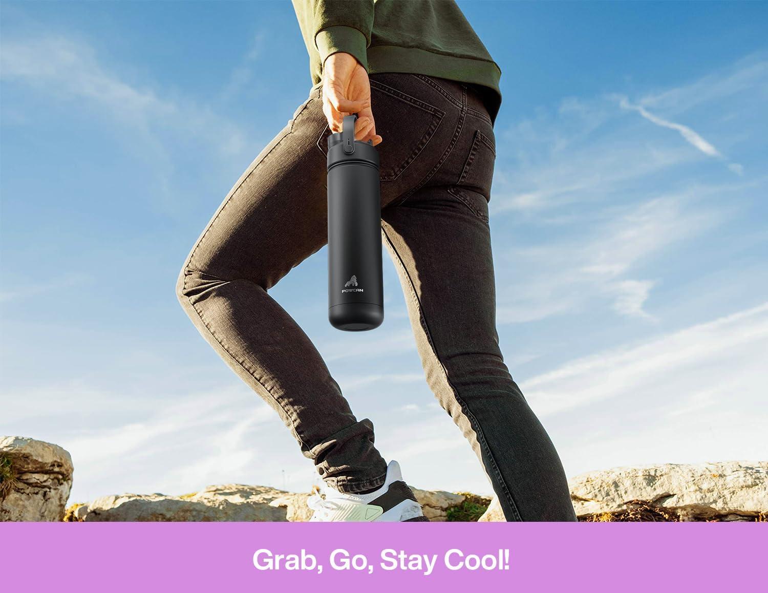 imagePOWCAN 26 oz Insulated Water Bottle with 2in1 Straw and Spout Lid Keep Cold 24H LeakProof Fits in Car Cup Holder Stainless Steel Water Bottle for Sports Travel and School Cotton CandySeashell Sonata