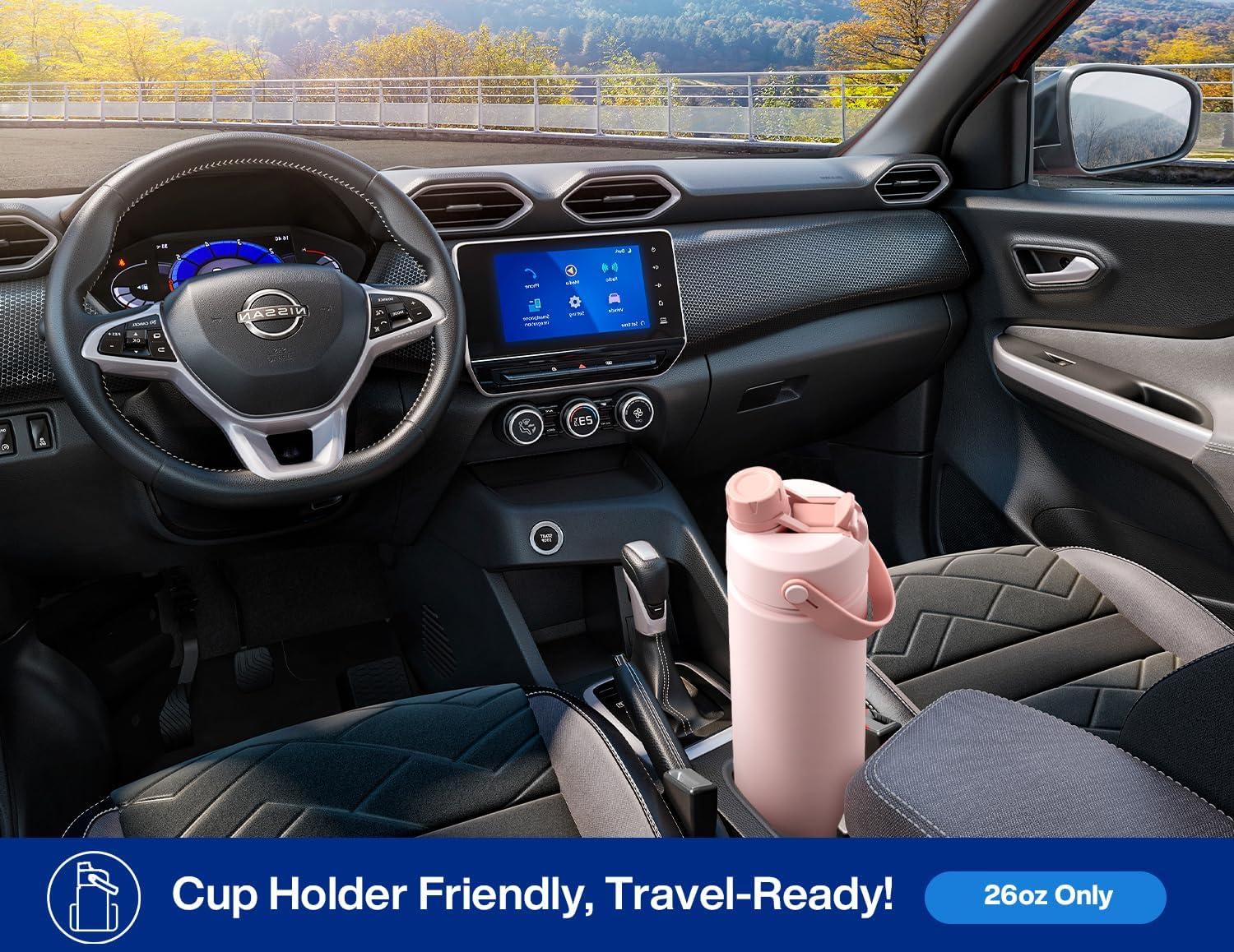 imagePOWCAN 26 oz Insulated Water Bottle with 2in1 Straw and Spout Lid Keep Cold 24H LeakProof Fits in Car Cup Holder Stainless Steel Water Bottle for Sports Travel and School Cotton CandyTwilight Night
