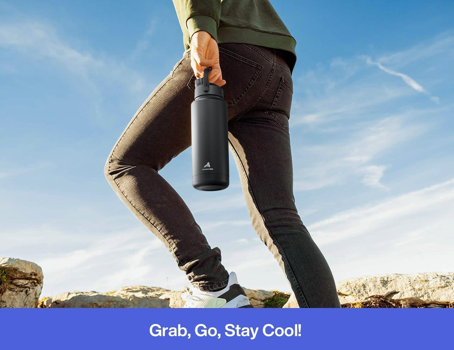 imagePOWCAN 26 oz Insulated Water Bottle with 2in1 Straw and Spout Lid Keep Cold 24H LeakProof Fits in Car Cup Holder Stainless Steel Water Bottle for Sports Travel and School Cotton CandyLupine