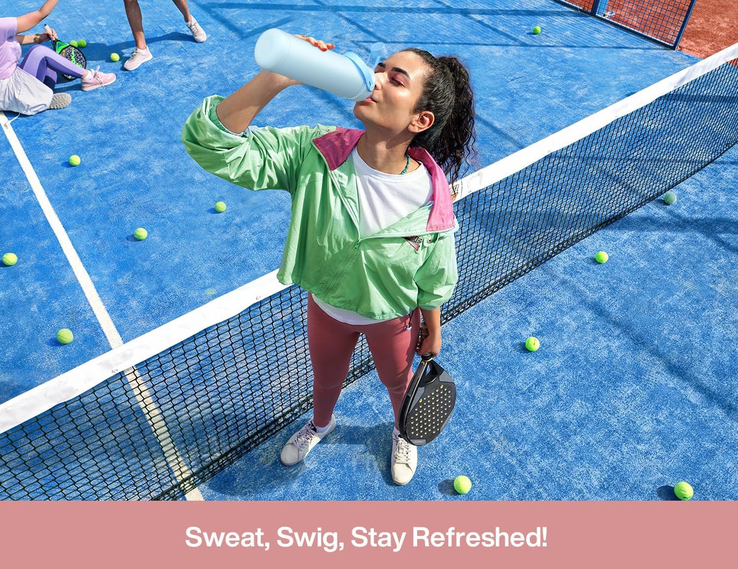 imagePOWCAN 26 oz Insulated Water Bottle with 2in1 Straw and Spout Lid Keep Cold 24H LeakProof Fits in Car Cup Holder Stainless Steel Water Bottle for Sports Travel and School Cotton CandyCotton Candy