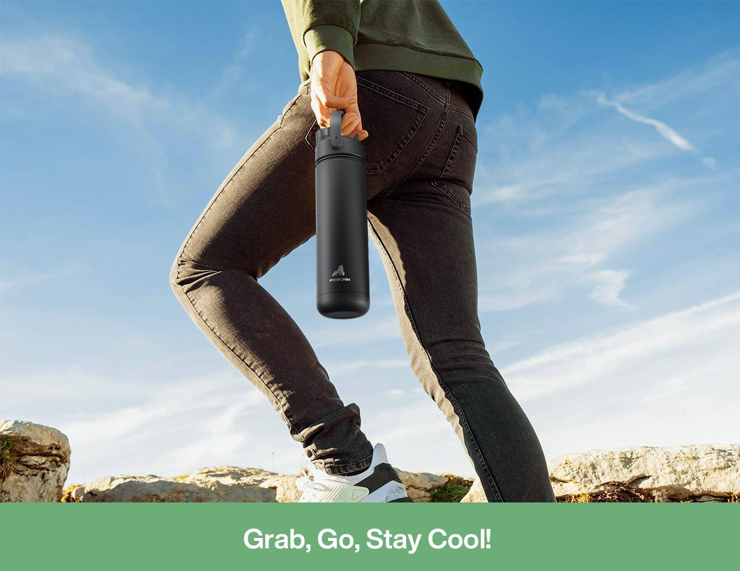 imagePOWCAN 26 oz Insulated Water Bottle with 2in1 Straw and Spout Lid Keep Cold 24H LeakProof Fits in Car Cup Holder Stainless Steel Water Bottle for Sports Travel and School Cotton CandyMint