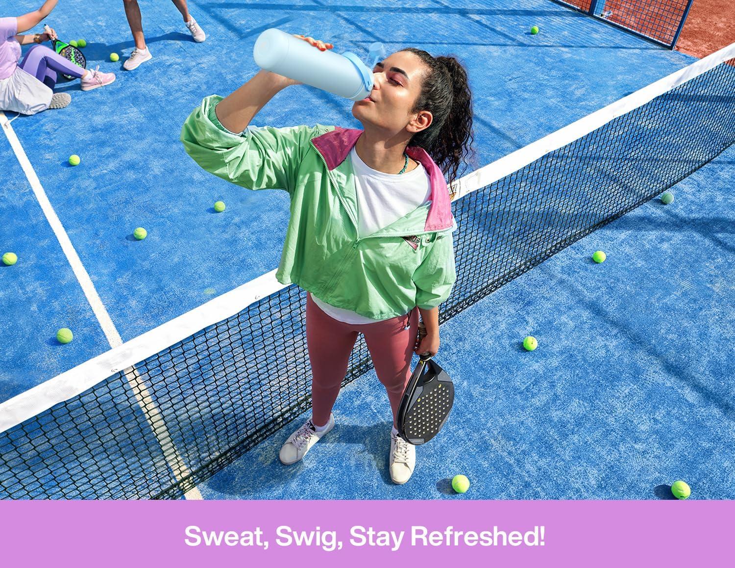 imagePOWCAN 26 oz Insulated Water Bottle with 2in1 Straw and Spout Lid Keep Cold 24H LeakProof Fits in Car Cup Holder Stainless Steel Water Bottle for Sports Travel and School Cotton CandyStarlight Cascade