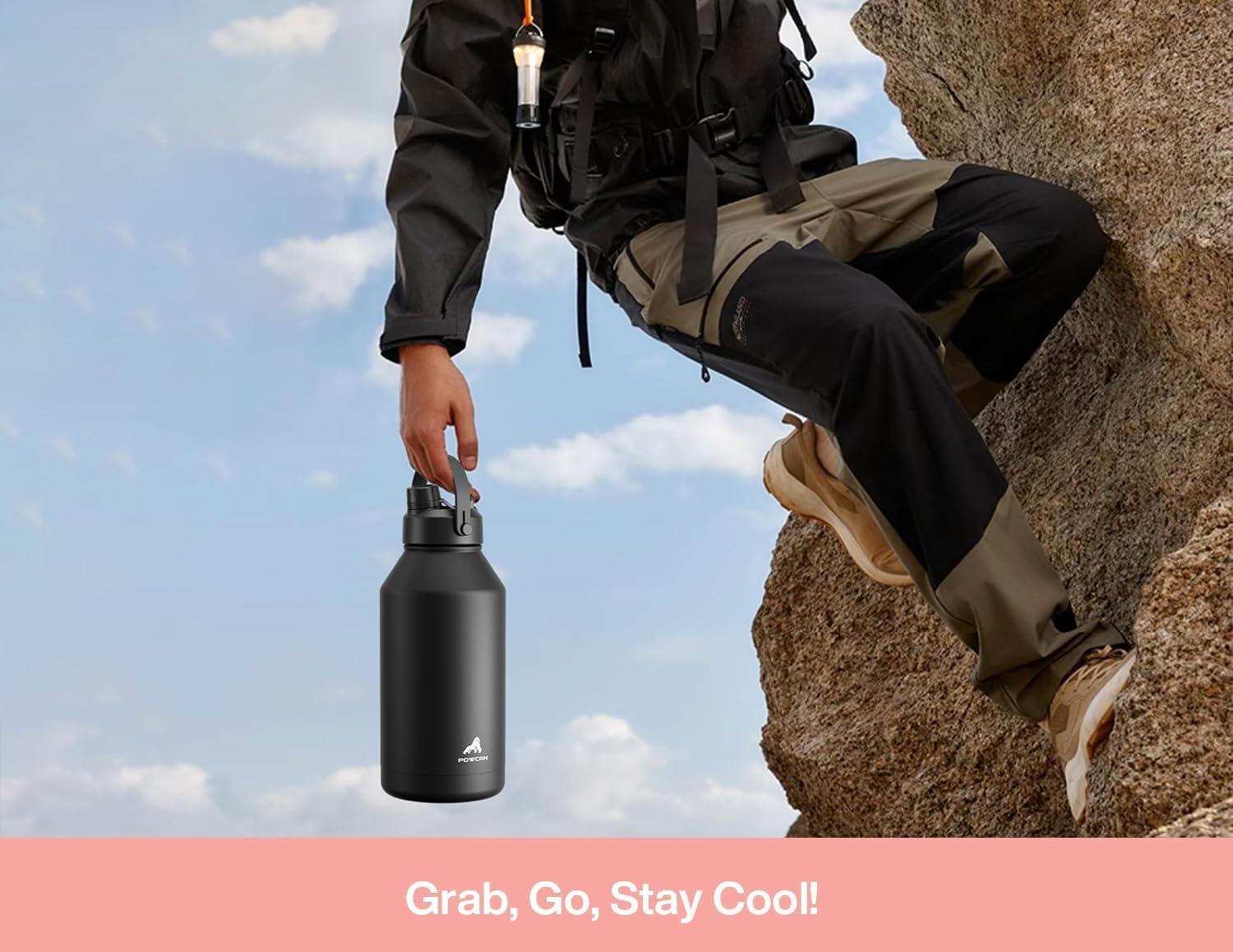imagePOWCAN 26 oz Insulated Water Bottle with 2in1 Straw and Spout Lid Keep Cold 24H LeakProof Fits in Car Cup Holder Stainless Steel Water Bottle for Sports Travel and School Cotton CandyCotton Candy