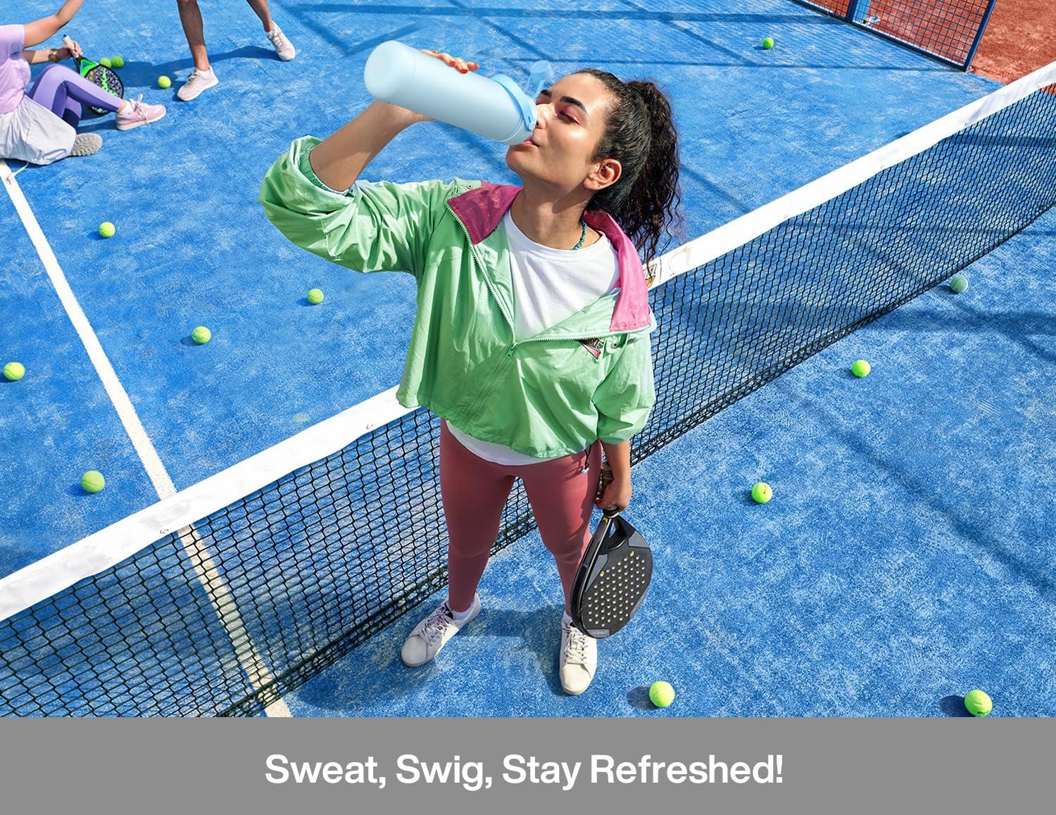 imagePOWCAN 26 oz Insulated Water Bottle with 2in1 Straw and Spout Lid Keep Cold 24H LeakProof Fits in Car Cup Holder Stainless Steel Water Bottle for Sports Travel and School Cotton CandyLuminous Flutter Luminous