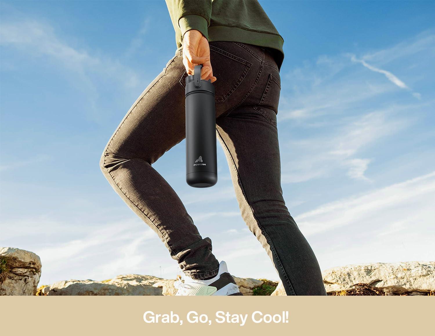 imagePOWCAN 26 oz Insulated Water Bottle with 2in1 Straw and Spout Lid Keep Cold 24H LeakProof Fits in Car Cup Holder Stainless Steel Water Bottle for Sports Travel and School Cotton CandyPumpkin Patch