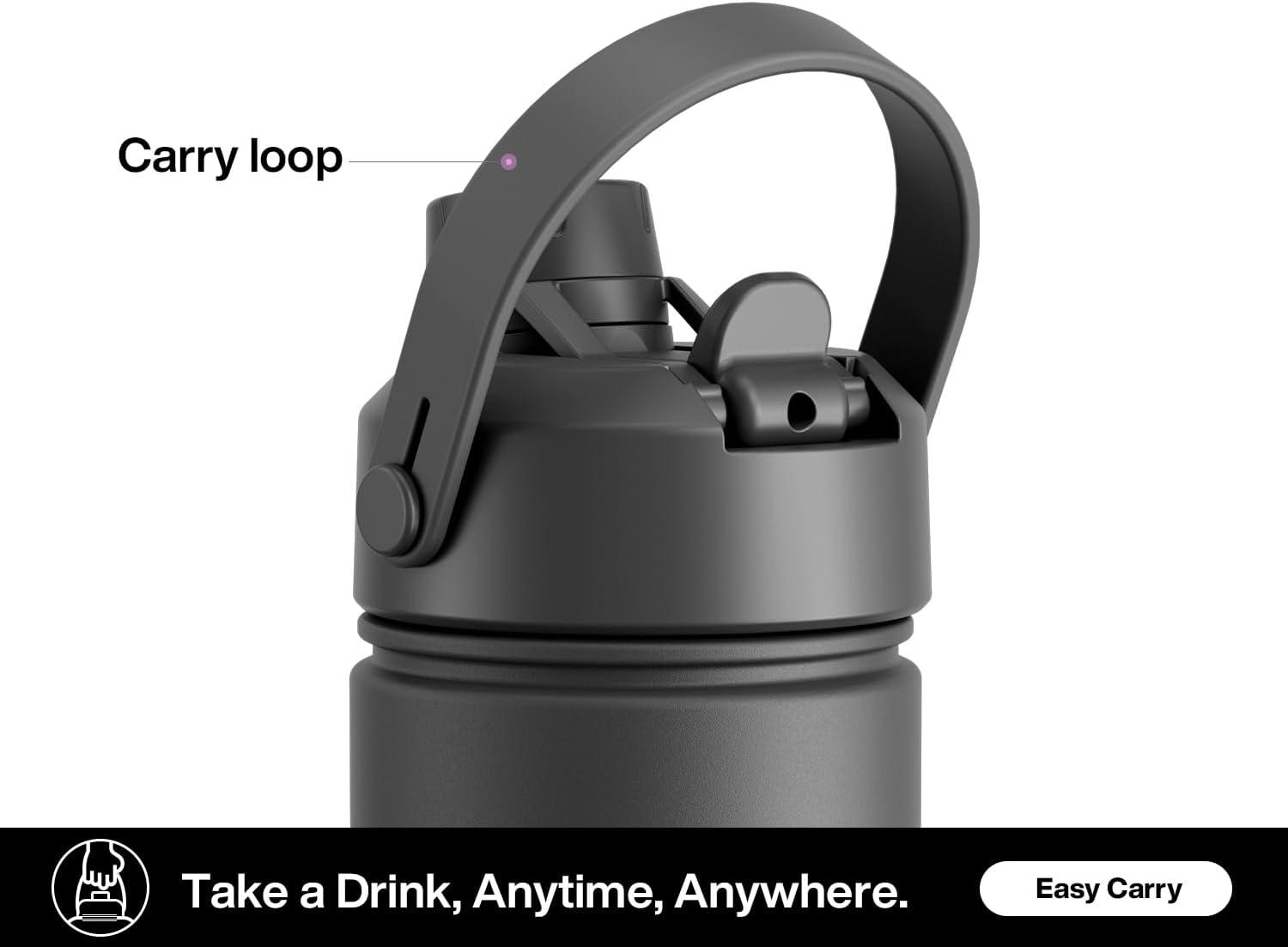 imagePOWCAN 26 oz Insulated Water Bottle with 2in1 Straw and Spout Lid Keep Cold 24H LeakProof Fits in Car Cup Holder Stainless Steel Water Bottle for Sports Travel and School Cotton CandyDark Knight