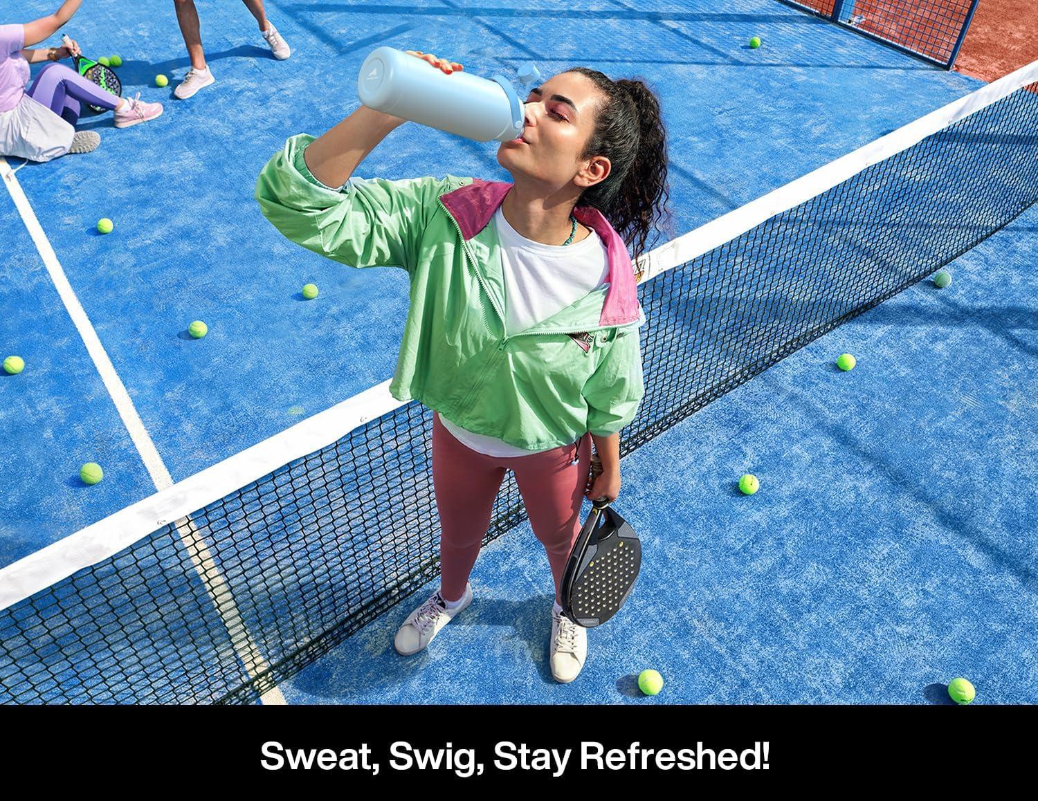 imagePOWCAN 26 oz Insulated Water Bottle with 2in1 Straw and Spout Lid Keep Cold 24H LeakProof Fits in Car Cup Holder Stainless Steel Water Bottle for Sports Travel and School Cotton CandyButterfly Waltz