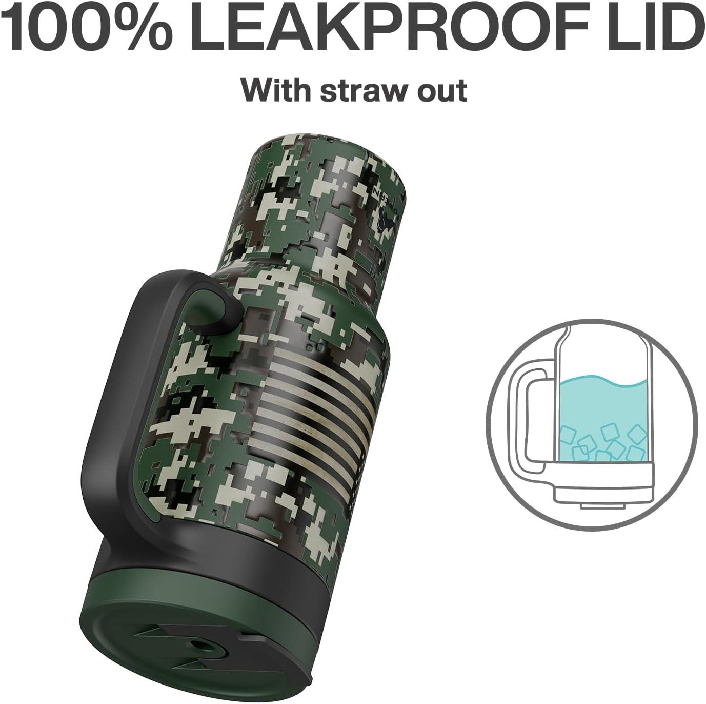 imagePOWCAN 40 oz Camo Tumbler with Handle 2in1 Straw and Sip Lid Leakproof Dishwasher Safe Insulated Travel Coffee Mug Keeps Cold for 34 Hours Fits in Car Cupholder Woodland Flag ampamp Rose Dappled